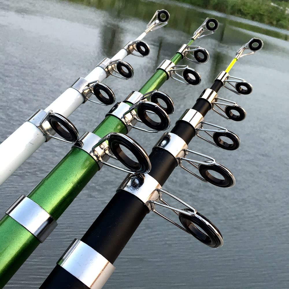 Portable Telescopic Fishing Rod - 7ft to 12ft Fiberglass Pole with Ceramic Guide Rings & EVA Handle - Compact Travel Fishing Gear for Beginners and Professionals - Perfect for Saltwater, Freshwater, Beach and Boat Fishing Adventures