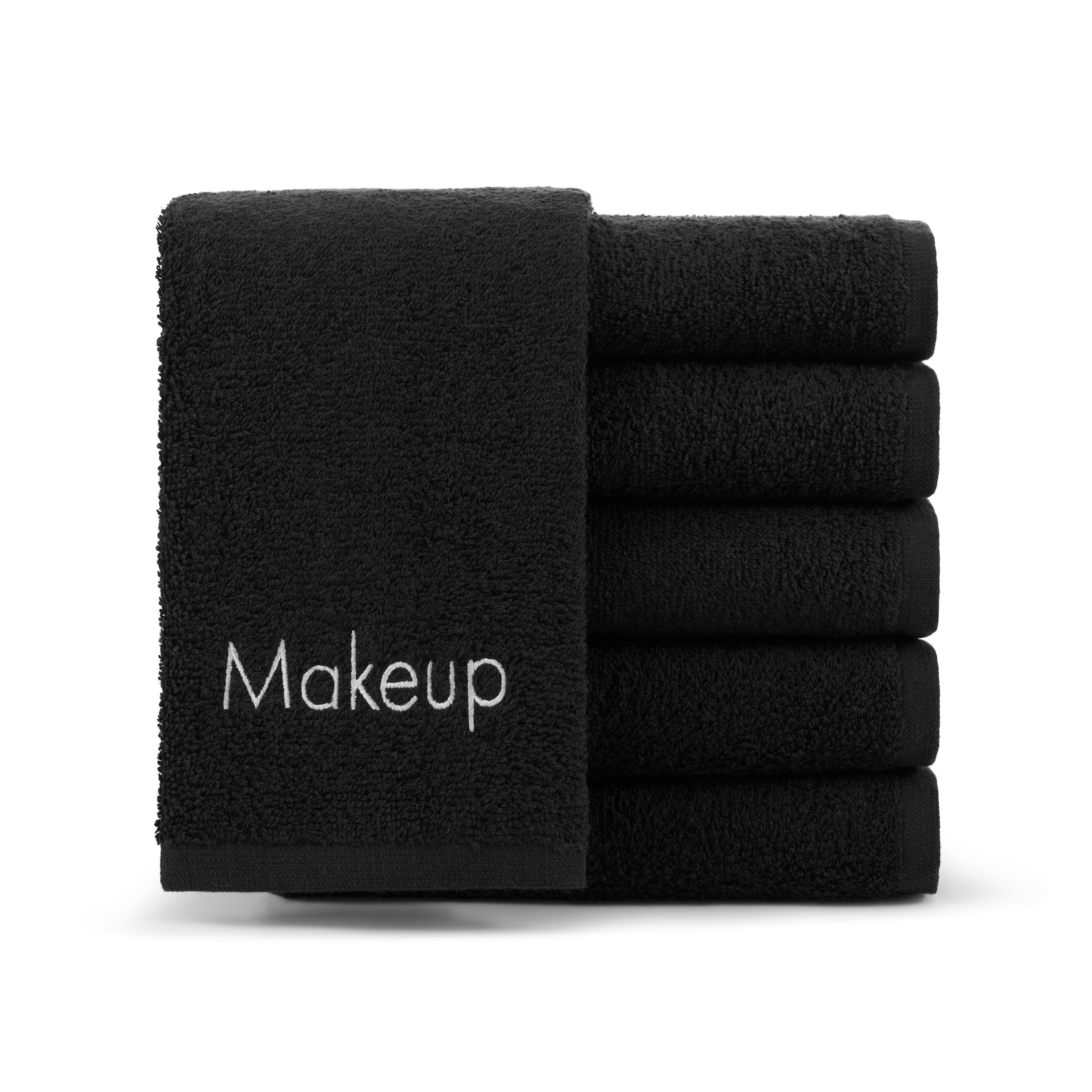 **Arkwright Makeup Towels - 6 Pack Soft Cotton Small FingerTip Powder Room Washcloths - 11 x 17 Inch Black Bath Towels for Hosts & Artists - Perfect for Makeup Removal, Skincare & Spa Essentials**