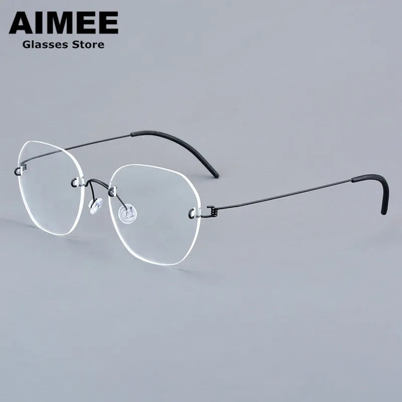 Aimee Women's Rimless Flat Top Oval Screwless Titanium Eyeglasses 92460 - Lightweight & Durable Titanium Frame for Work, Reading & Everyday Use