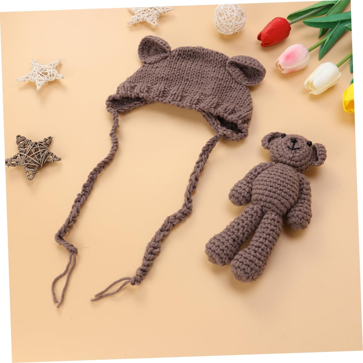 OSALADI Knitted Baby Photography Hat - Soft Crochet Bear Cap for Newborn Photo Shoots | Cute Infant Photo Prop & Newborn Gift
