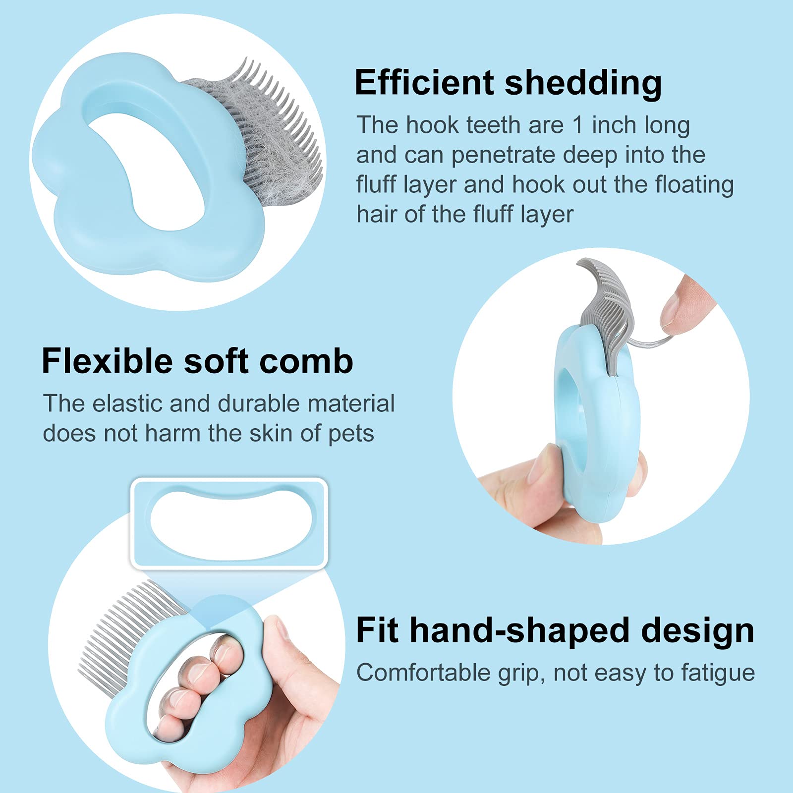 Laiannwell Cat Comb - Pet Grooming Brush for Hair Removal & Massage, Detangles Matted Fur for Cats, Dogs & Rabbits | Perfect for Long & Short Hair | Home Grooming & Professional Use