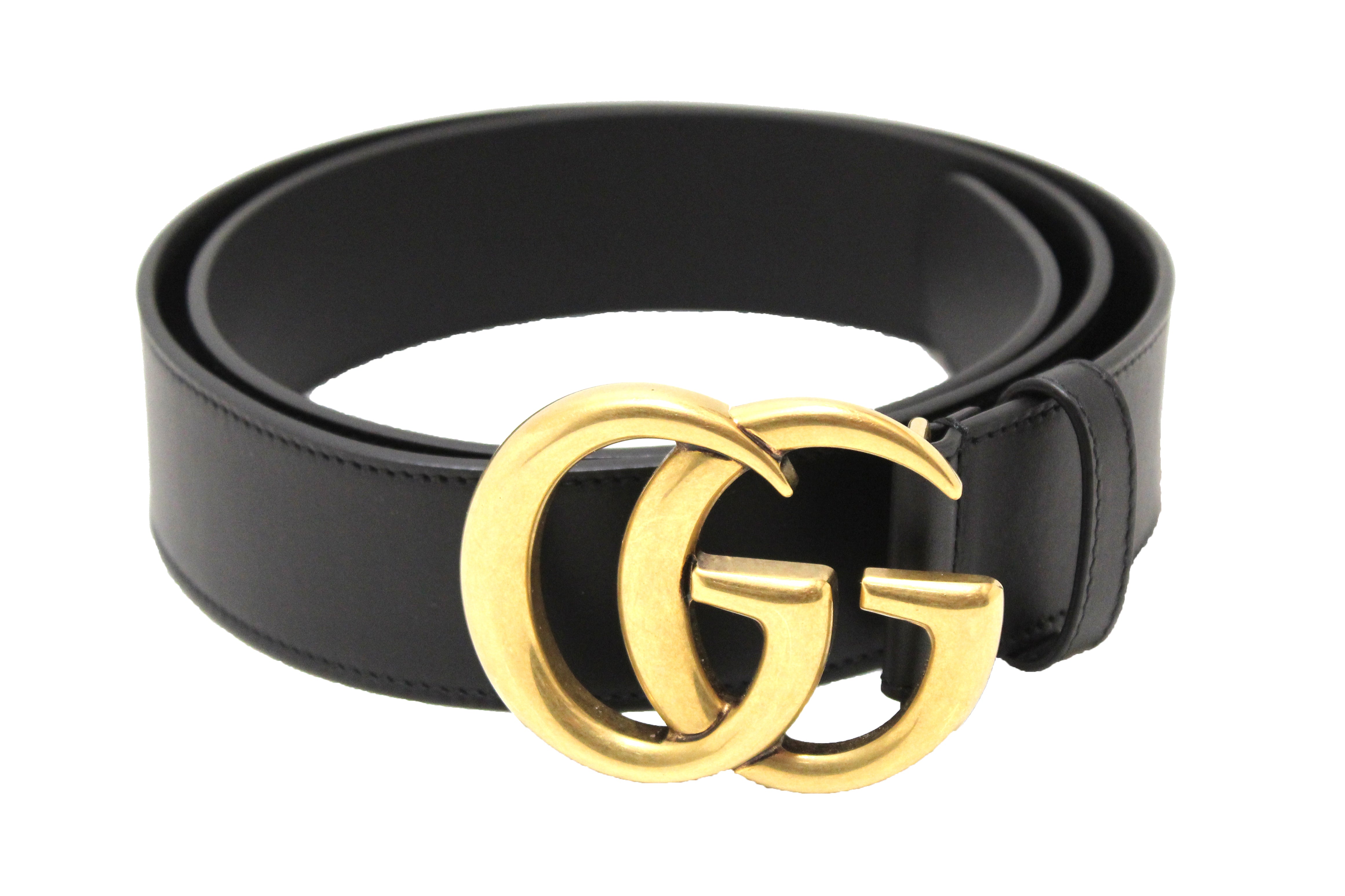 Authentic Gucci 2015 Re-Edition Wide Black Smooth Leather Belt - Size 95/38 (3.8