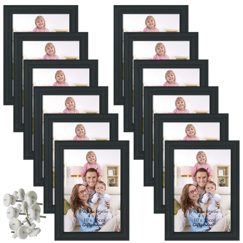 Giftgarden 12 Pack 4x6 Picture Frames Black - 4 x 6 Photo Frames Bulk for Wall or Tabletop Display - Perfect for Home Decor, Office, Wedding Photos & Family Memories