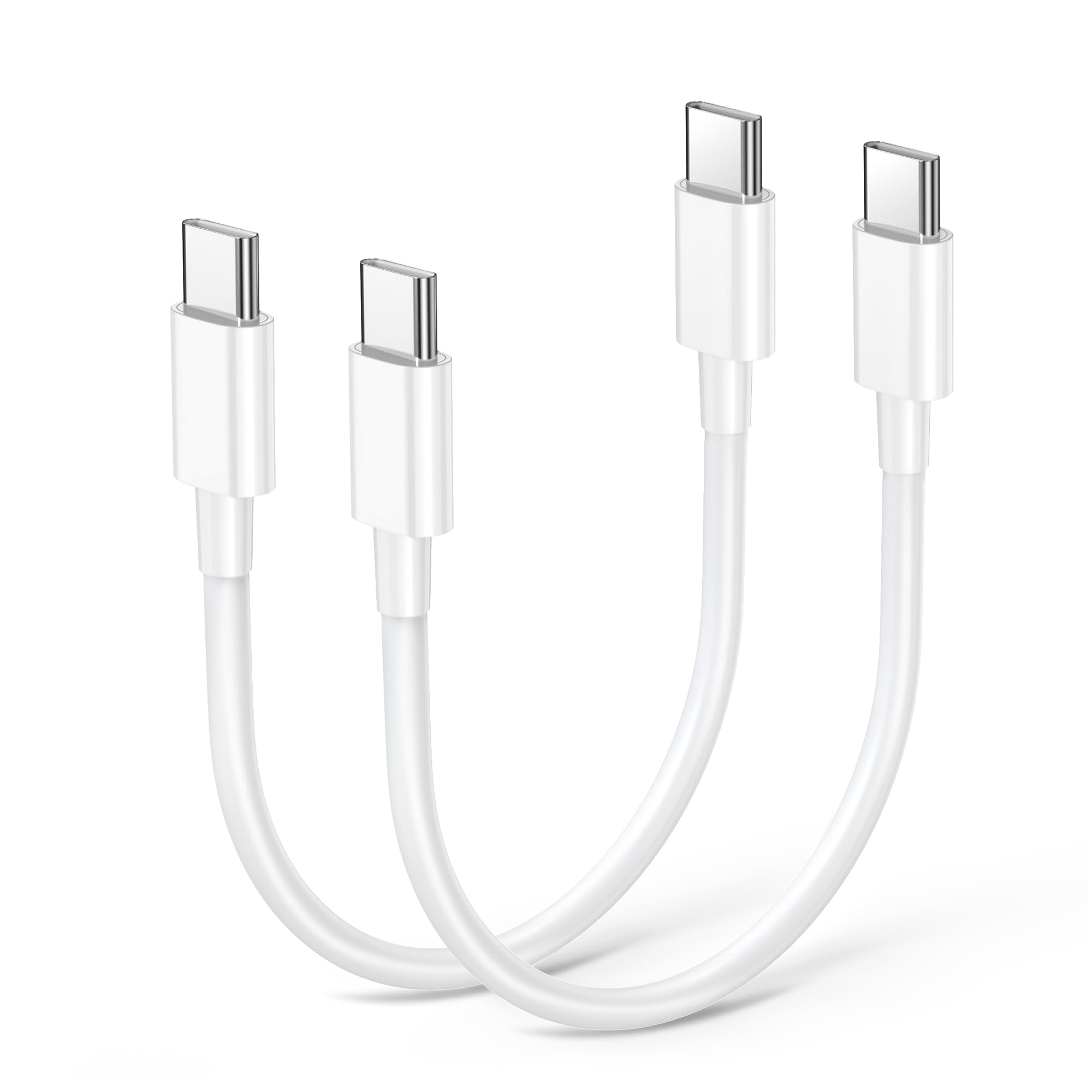 100W USB C to USB C Fast Charger Cable 2 Pack (1ft) - High Speed Type C Charging Cord for iPhone 15, Samsung Galaxy, Android Phones, iPad - Perfect for Travel, Home & Office Fast Charging