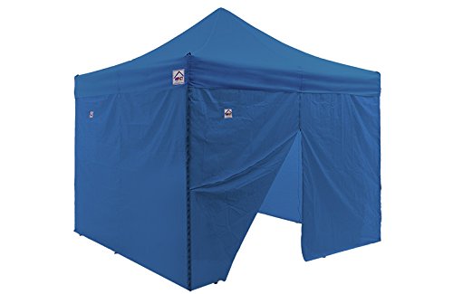 10' x 10' Commercial Grade Pop Up Canopy Tent with 4 Sidewalls - Heavy Duty Steel Frame, Weight Bags & Carry Bag Included - Royal Blue - Perfect for Outdoor Events, Farmers Markets, Beach Parties and Camping