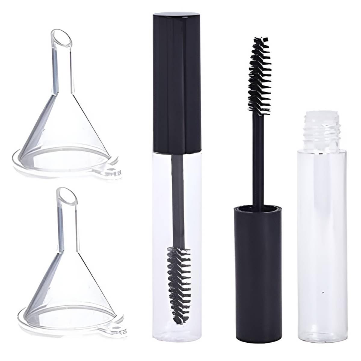 MAYCREATE® 10ml Empty Plastic Mascara Tube with Wand - Eyelash Cream Container for Castor Oil, Includes Brush Kit & Funnels - Perfect for DIY Mascara, Eyeliner & Beauty Products (Great for Travel & Home Use)