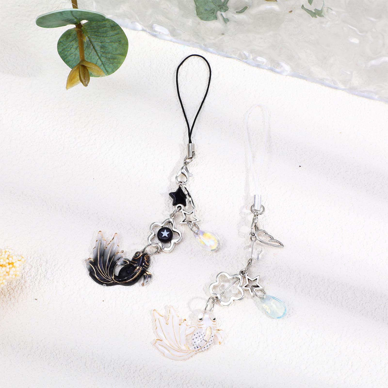 2Pcs Aesthetic Y2K Koi Fish Phone Charm - Beaded Starfish Lanyard for Phone Case, Bag & Keychain Decor - Cute Accessories for Teens, Girls, Kawaii Style (Perfect for School, Work & Everyday Use)