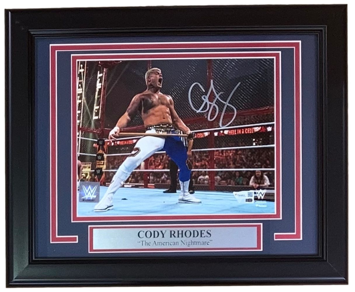 Cody Rhodes Autographed Framed 8x10 WWE Hell In A Cell Wrestling Photo - Limited Edition Collectible for Sports Memorabilia Fans - Perfect for Man Cave, Sports Bar, or Wrestling Fan Gift
