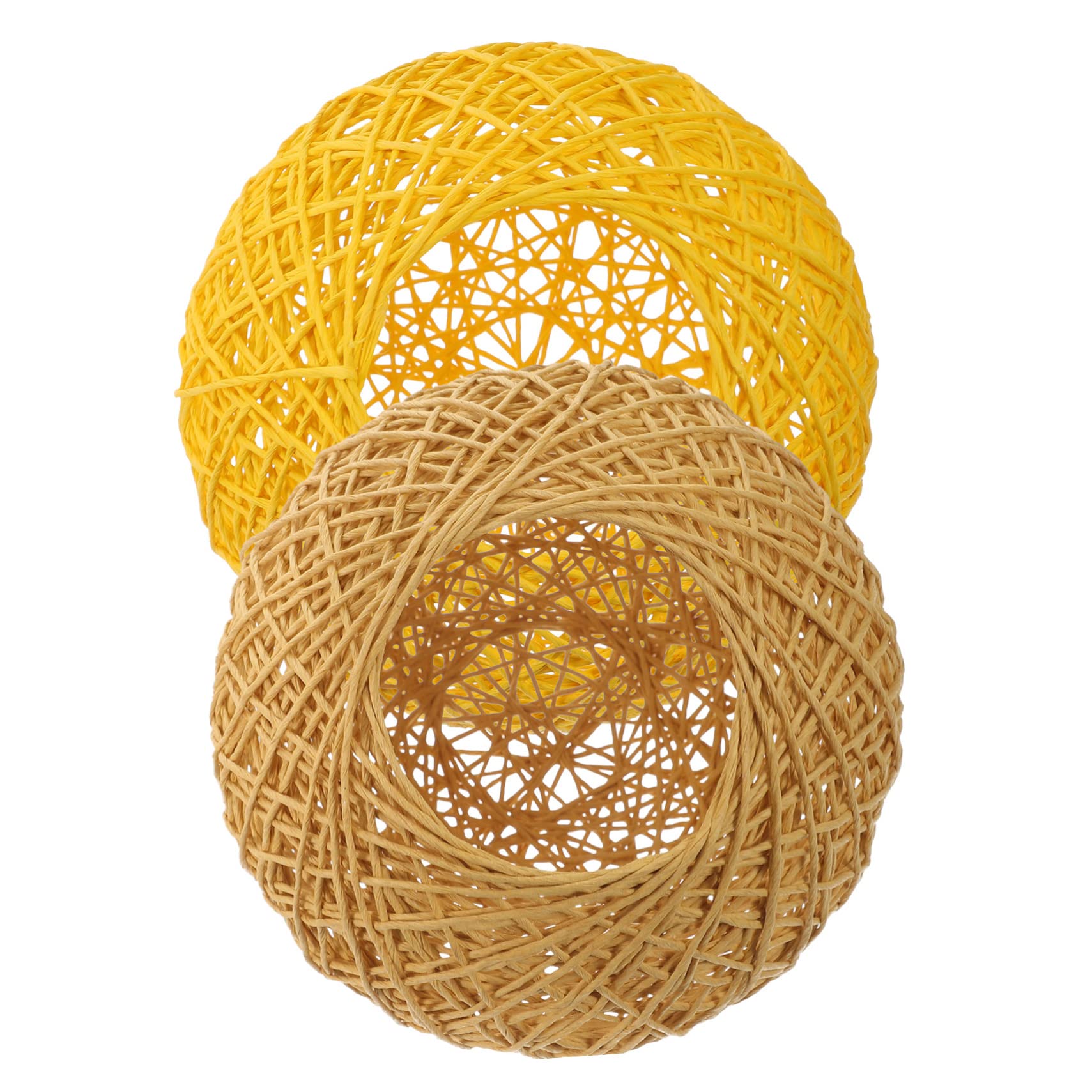 DOITOOL 2-Pack Woven Rattan Pendant Lamp Shades - Round Wicker Ball Lampshade Replacement for Bedroom, Living Room & Patio Lighting Decor