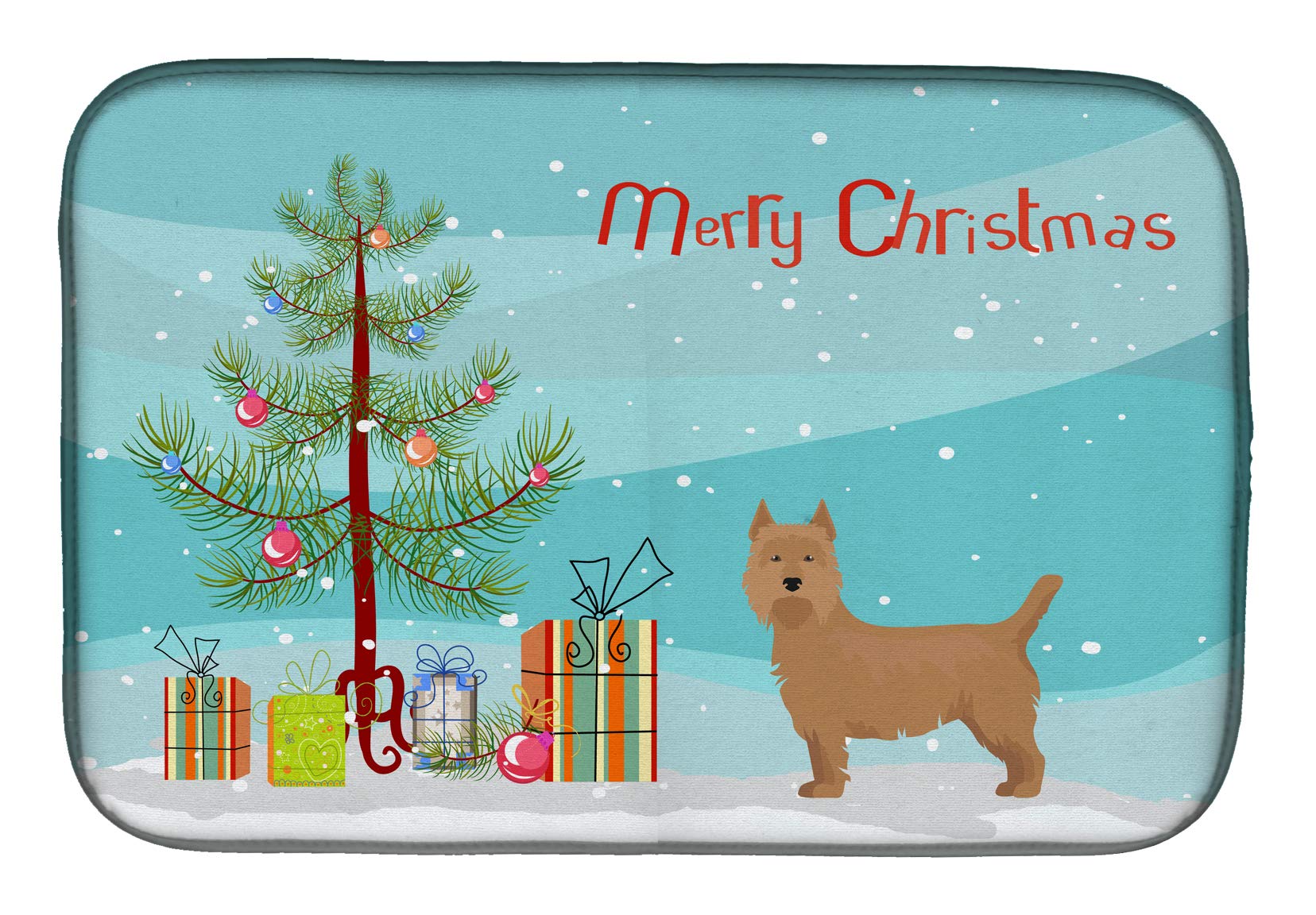 Airedale Terrier Christmas Dish Drying Mat - Absorbent Kitchen Counter Pad for Holiday Decor