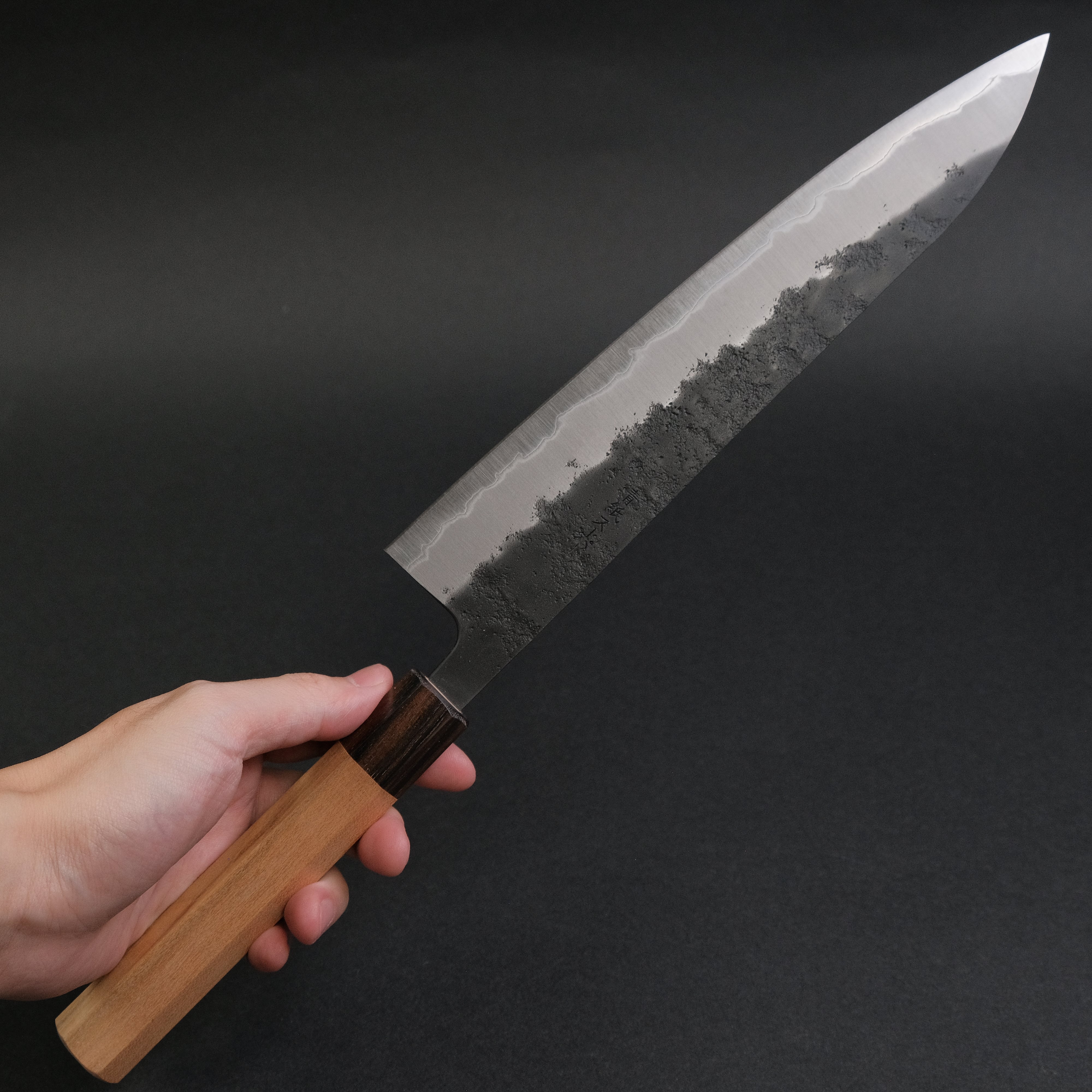 Hitohira Futana SB Kuro Nashiji Gyuto 240mm Japanese Chef Knife with Cherry Wood Handle - Perfect for Sushi, Meat Cutting & Professional Kitchen Use