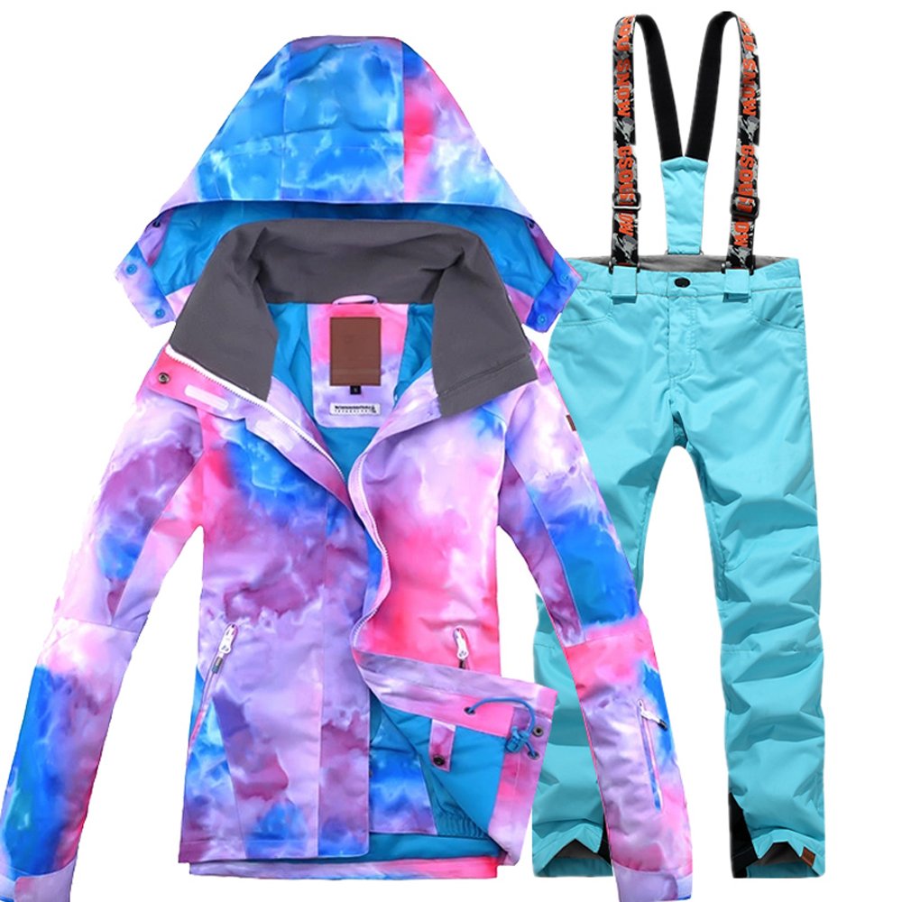 GS SNOWING Women's Waterproof Ski Suit Set - Colorful Insulated Snowboard Jacket & Pants for Winter Sports | Perfect for Skiing, Snowboarding & Cold Weather Outdoor Activities