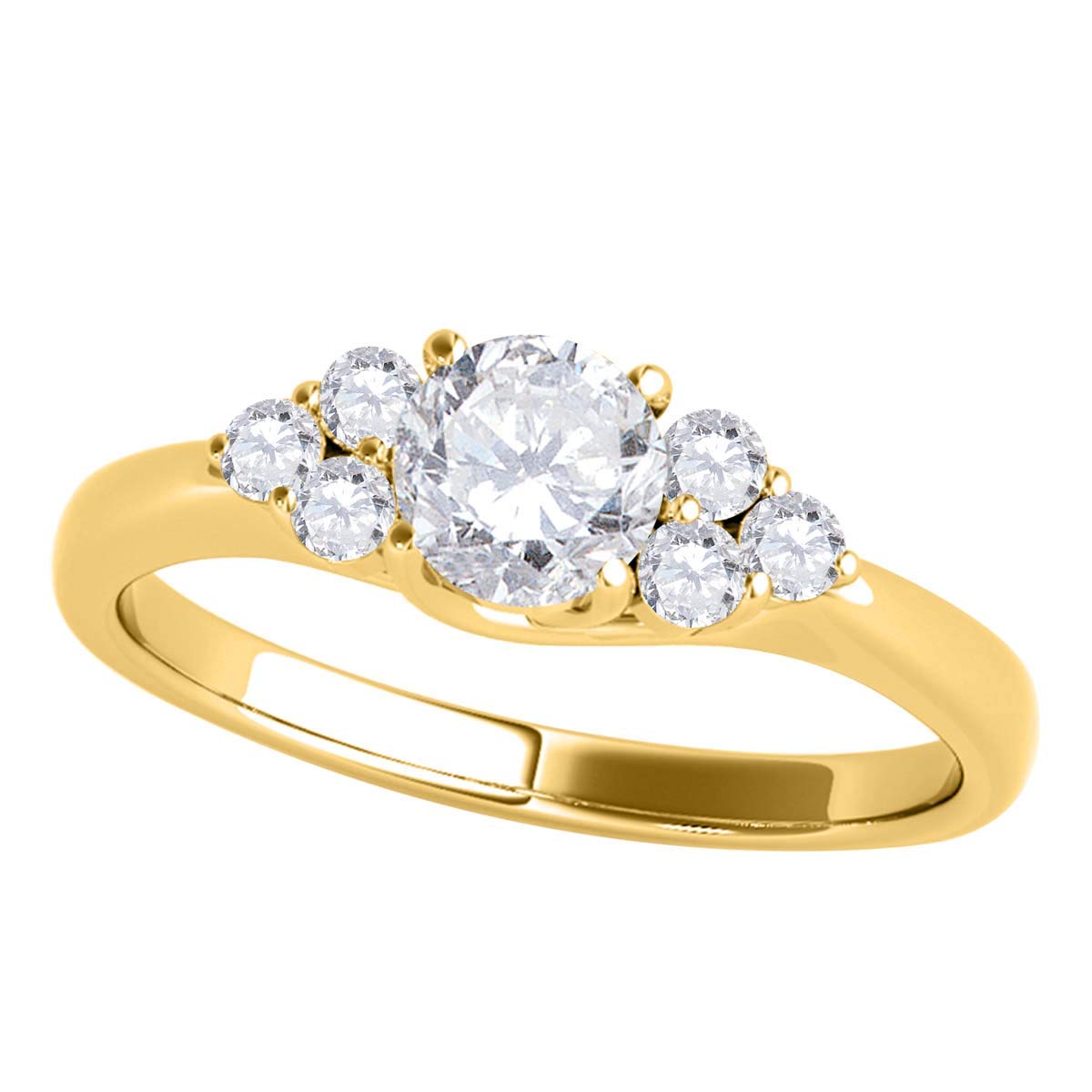 1/2 Carat Diamond Seven Stone Engagement Wedding Ring in 10K Yellow Gold - Best Valentine's Day Gift for Her, Perfect for Proposals, Anniversaries & Bridal Jewelry