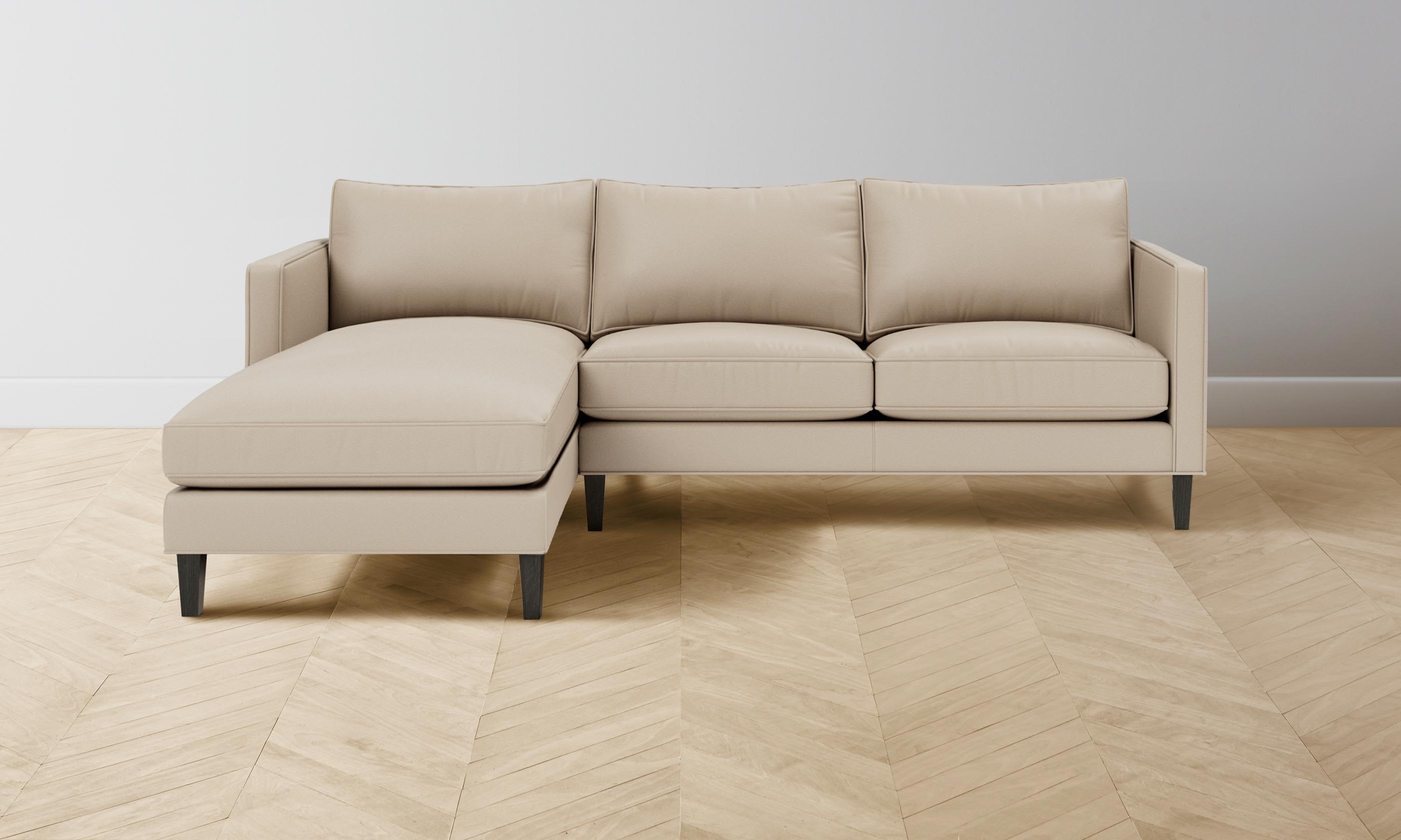 Premium Crosby Sectional Sofa with Pebbled Leather Upholstery in Stone Color - Perfect for Living Room, Lounge & Home Theater Seating