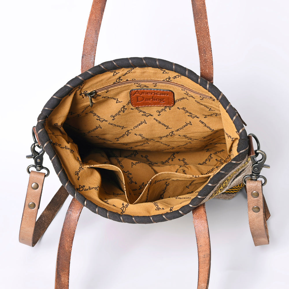 **American Darling Genuine Leather Western Tote Bag for Women - Stylish Saddle Blanket Design Handbag Purse - Perfect for Casual Outings, Work & Travel**