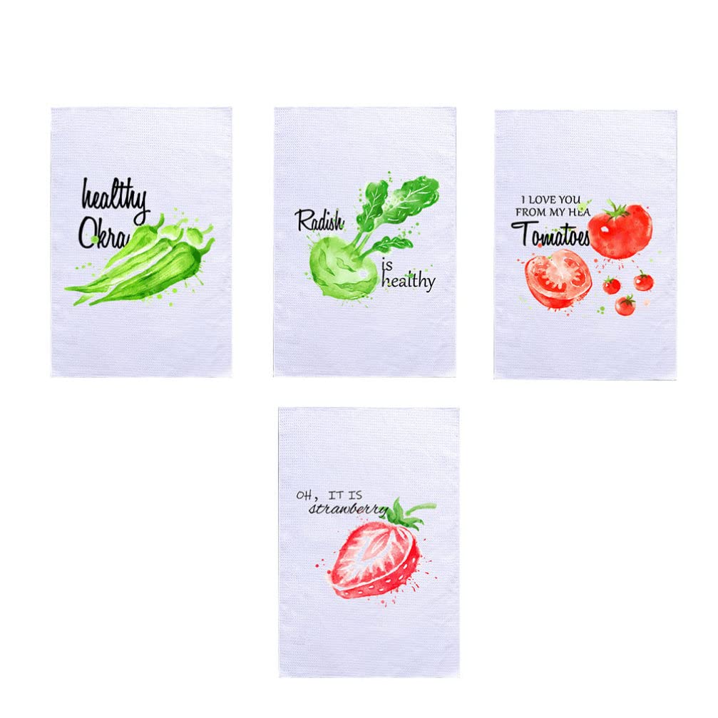 Hemoton Cotton Dish Cloths 4-Pack - Absorbent Reusable for Kitchen & Dishes