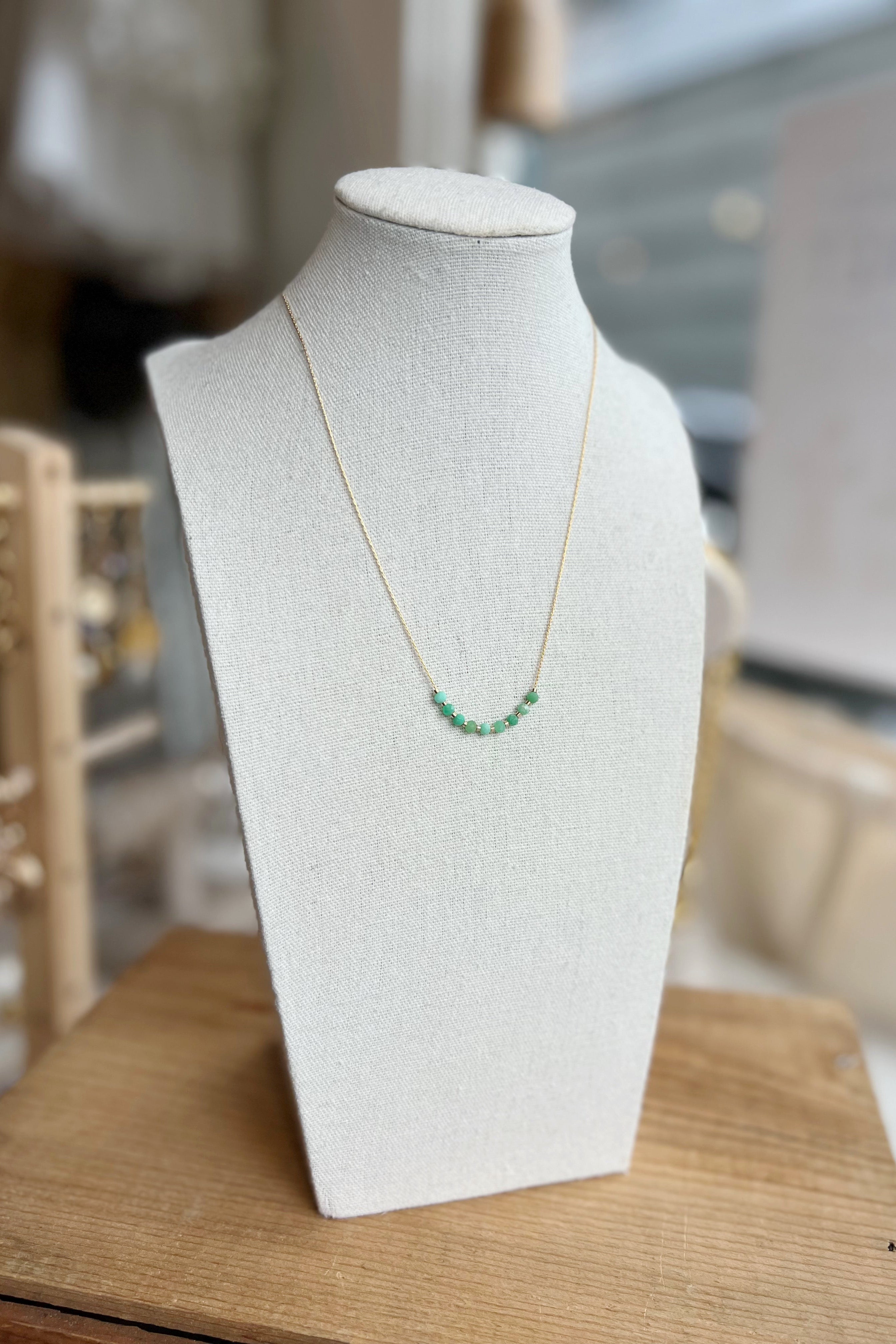 Elegant Snake Chain Beaded Necklace with Chrysoprase Gemstone | Dainty Jewelry for Women | Perfect for Date Night, Wedding & Special Occasions
