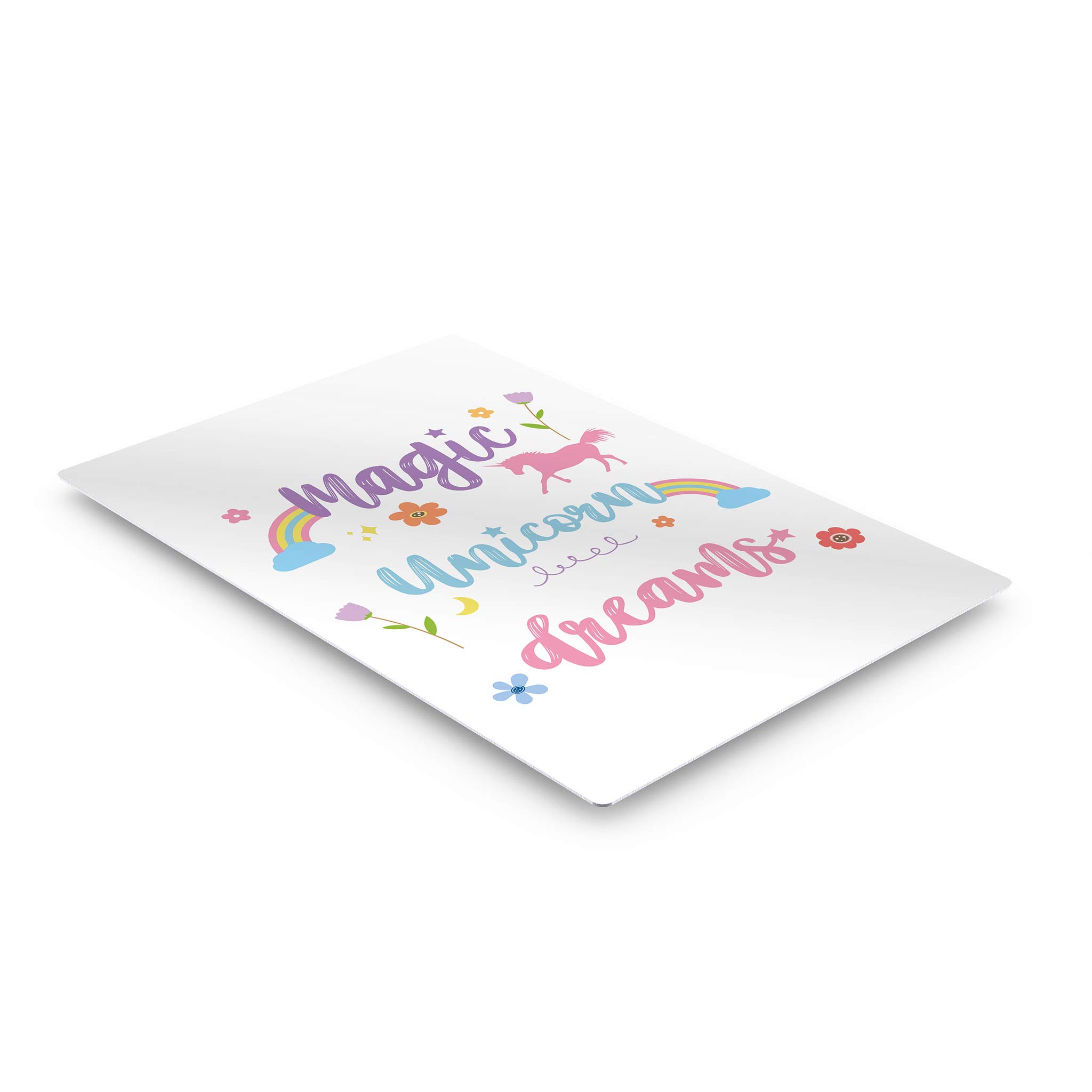 Magic Unicorn Dreams Quote Metal Wall Art - 40x30 Inch Kids Room Decor, Nursery Decor, Baby Gift with White Background | Made in USA | Perfect for Bedroom, Playroom & Birthday Presents