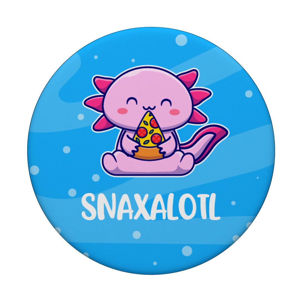 Cute Axolotl Eating Pizza Snack PopSockets - Adhesive Phone Grip & Stand for iPhone, Samsung, Smartphones | Perfect for Gaming, Selfies, and Everyday Use