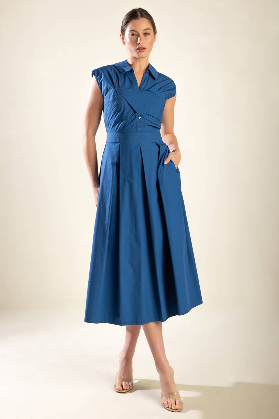Dreamy Impression Floral Woven Midi Dress for Women - Boho Summer Beach Dress for Vacation, Date Night & Casual Outings