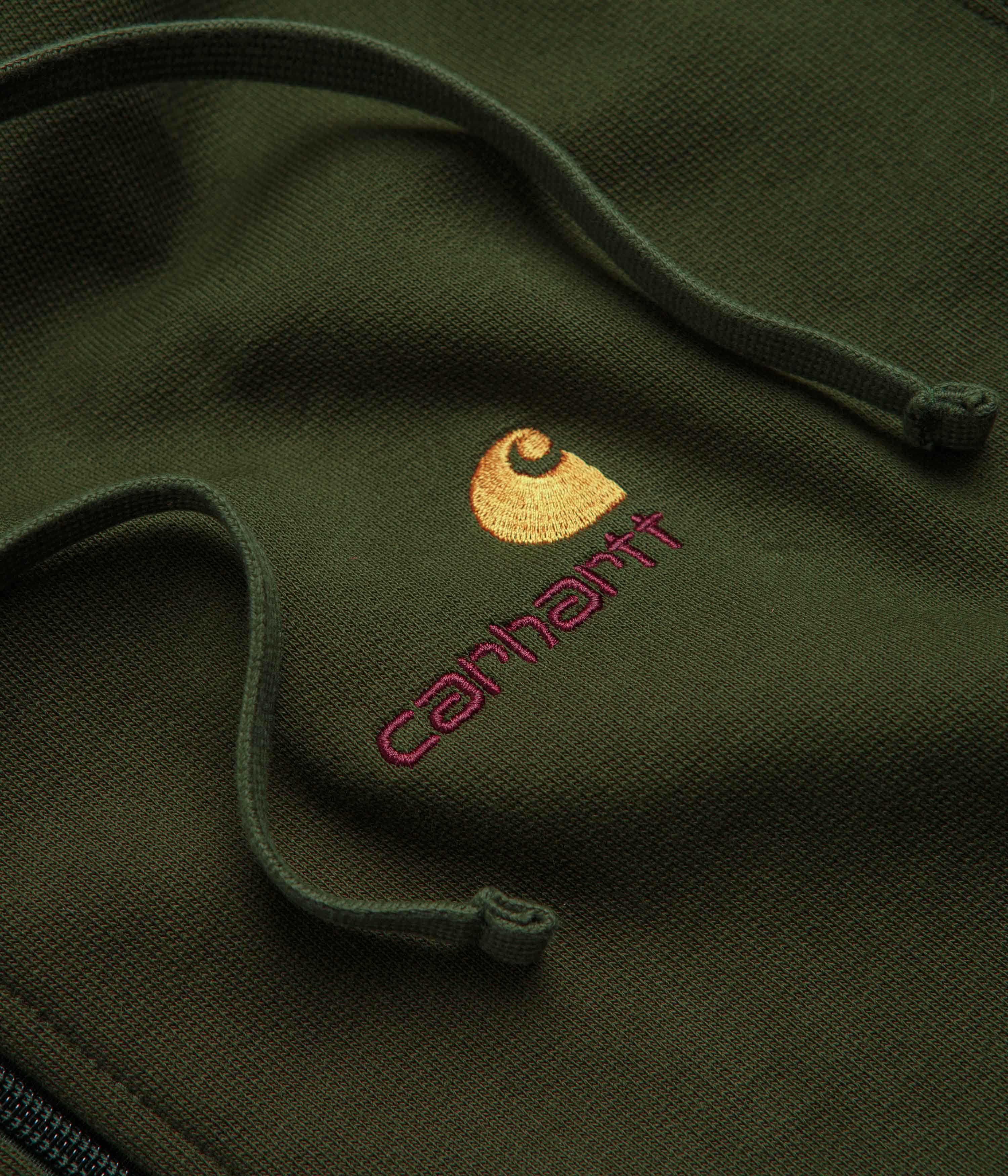 Carhartt American Script Hooded Jacket for Men & Women | Heavyweight Fleece Lined Tarragon Green | Workwear & Outdoor Activities