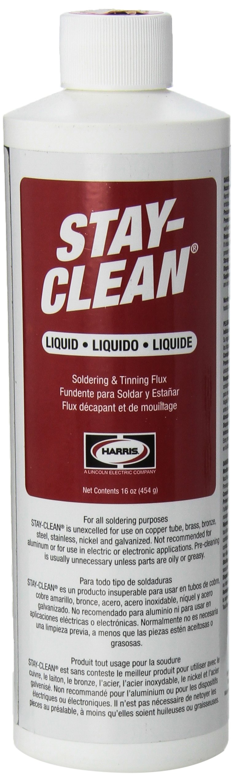 Harris SCLF16 Stay Clean Soldering Flux - 16 oz. Liquid Rosin Flux for Electronics, PCB Repair & DIY Projects | No-Clean Formula, High Purity, Reliable Performance for Soldering & Desoldering
