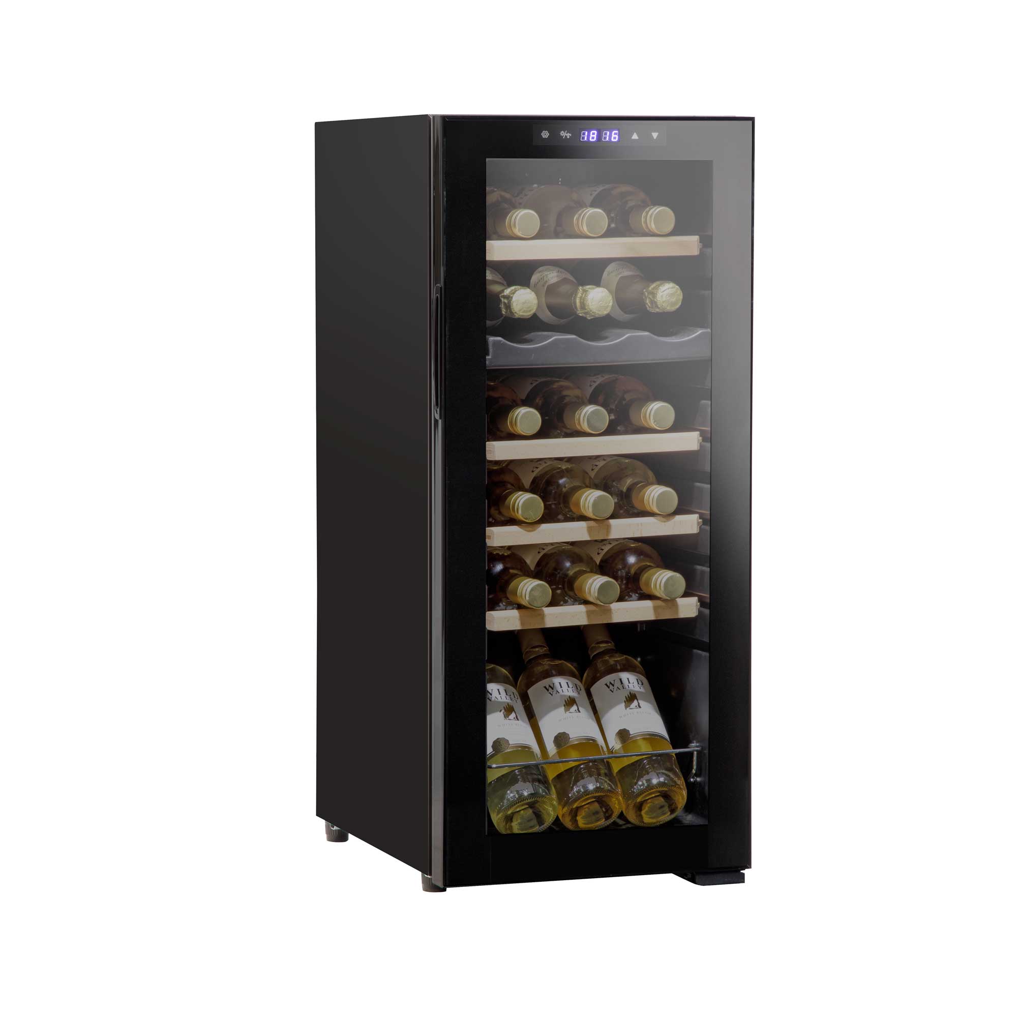 Baridi 18 Bottle Dual Zone Wine Cooler Refrigerator - Touch Screen Control, Wooden Shelves, LED Display for Home, Office, or Restaurant Use - Perfect for Wine Storage and Chilling