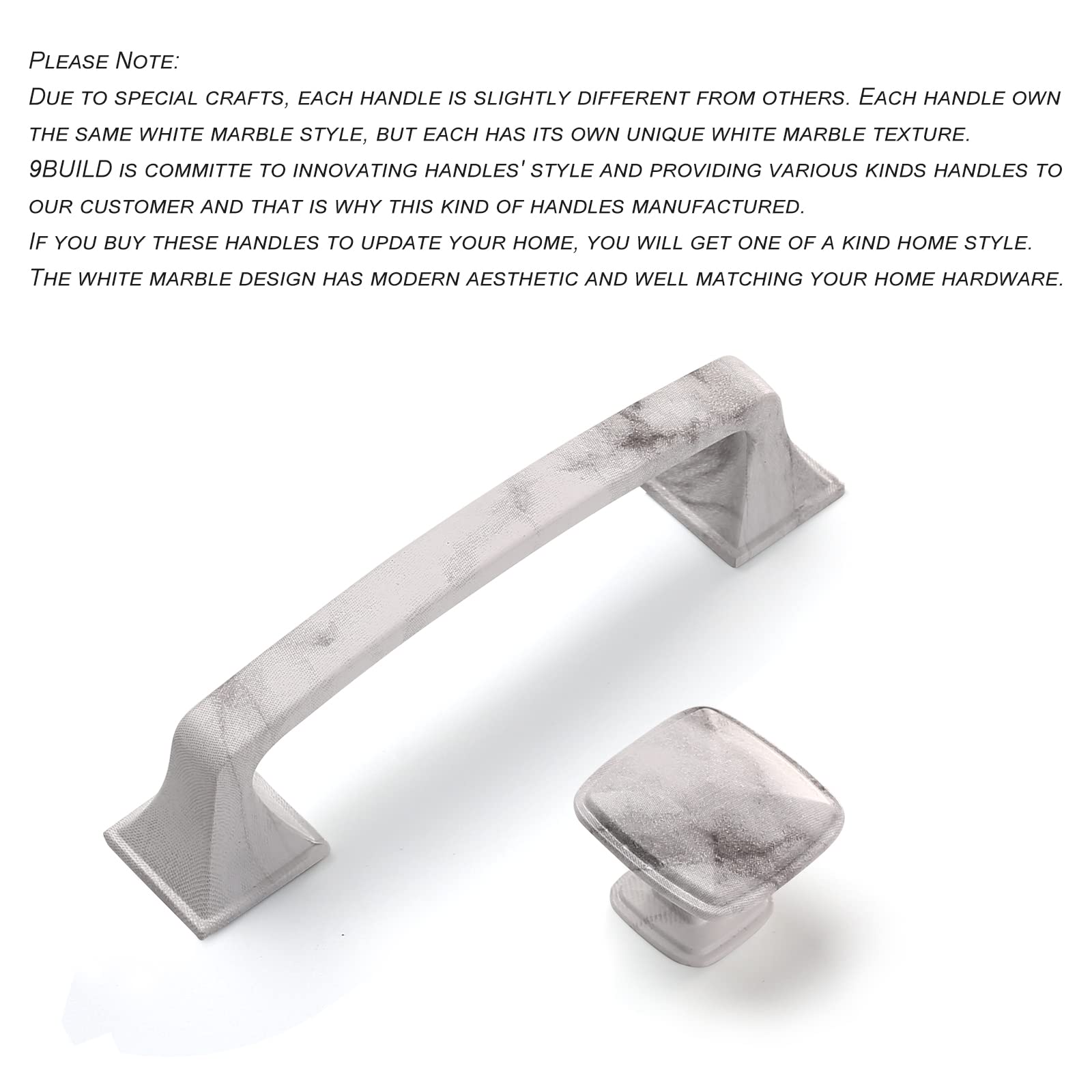 10 Pack 1 Inch White Marble Cabinet Knobs - Zinc Alloy Square Drawer Pulls for Kitchen Cabinets, Dressers & Furniture (Perfect for Modern Home, Office & DIY Renovation Projects)