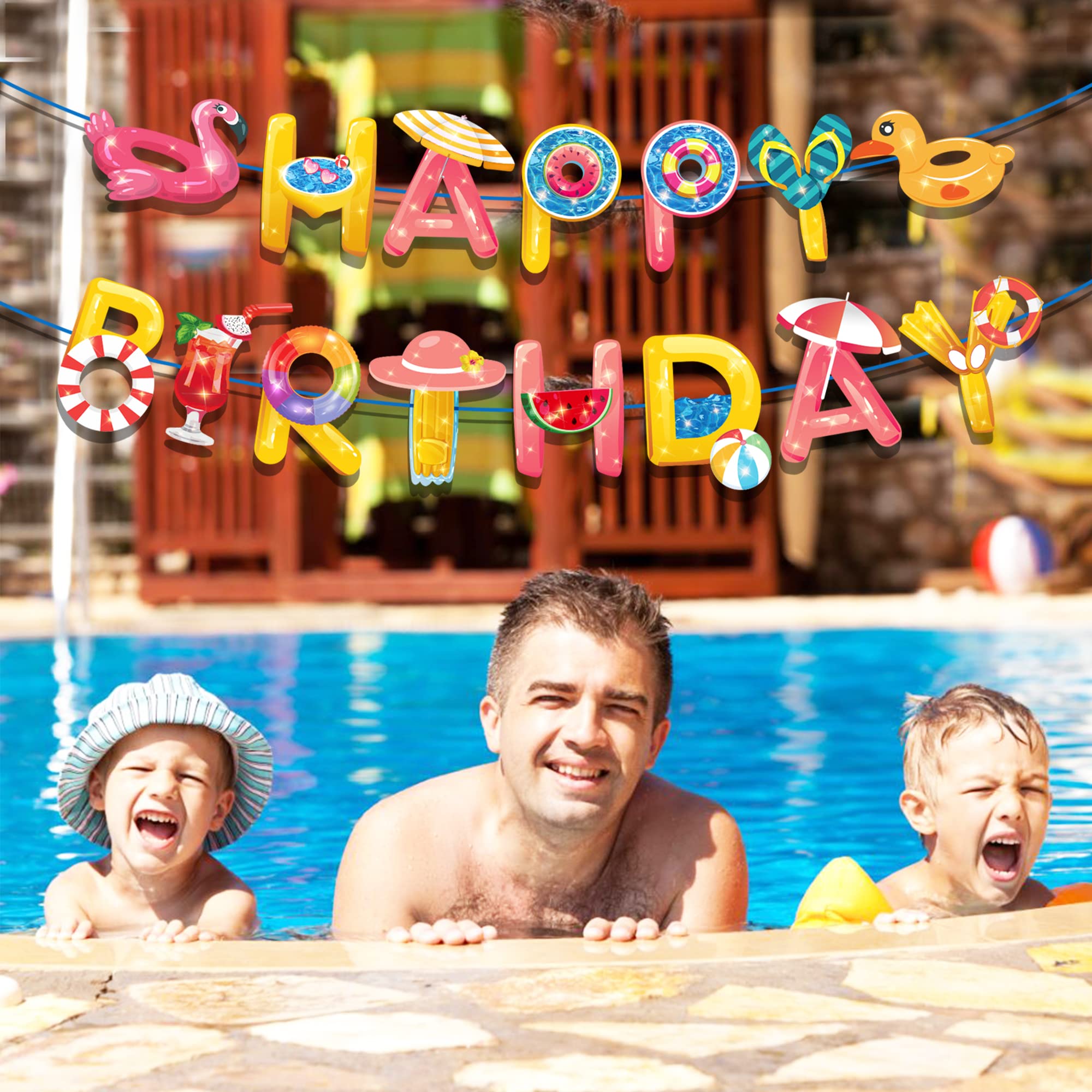 Happy Birthday Pool Banner - Summer Swimming Party Decorations for Birthdays, Baby Showers & Pool Parties | Waterproof, Durable & Vibrant Designs for Outdoor & Indoor Celebrations
