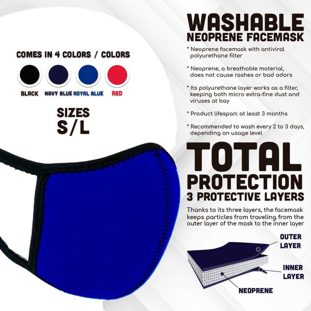 Antiviral Washable Red Neoprene Face Mask - Reusable & Breathable for Daily Protection - Perfect for Travel, Work, and Outdoor Activities