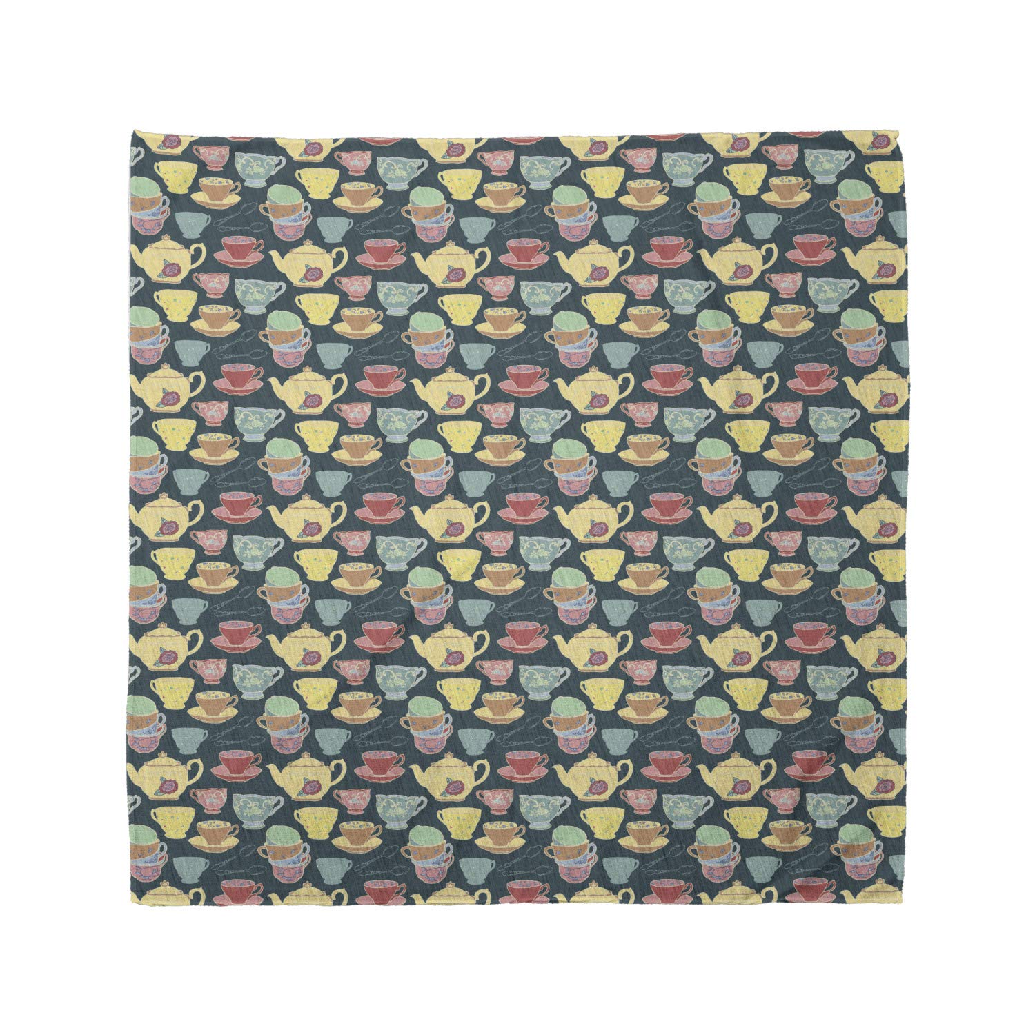 Ambesonne Vintage Teapot & Cup Tea Party Bandana - Unisex Head & Neck Scarf for Women, Men - Perfect for Afternoon Tea, Garden Parties, Cosplay & Retro Fashion