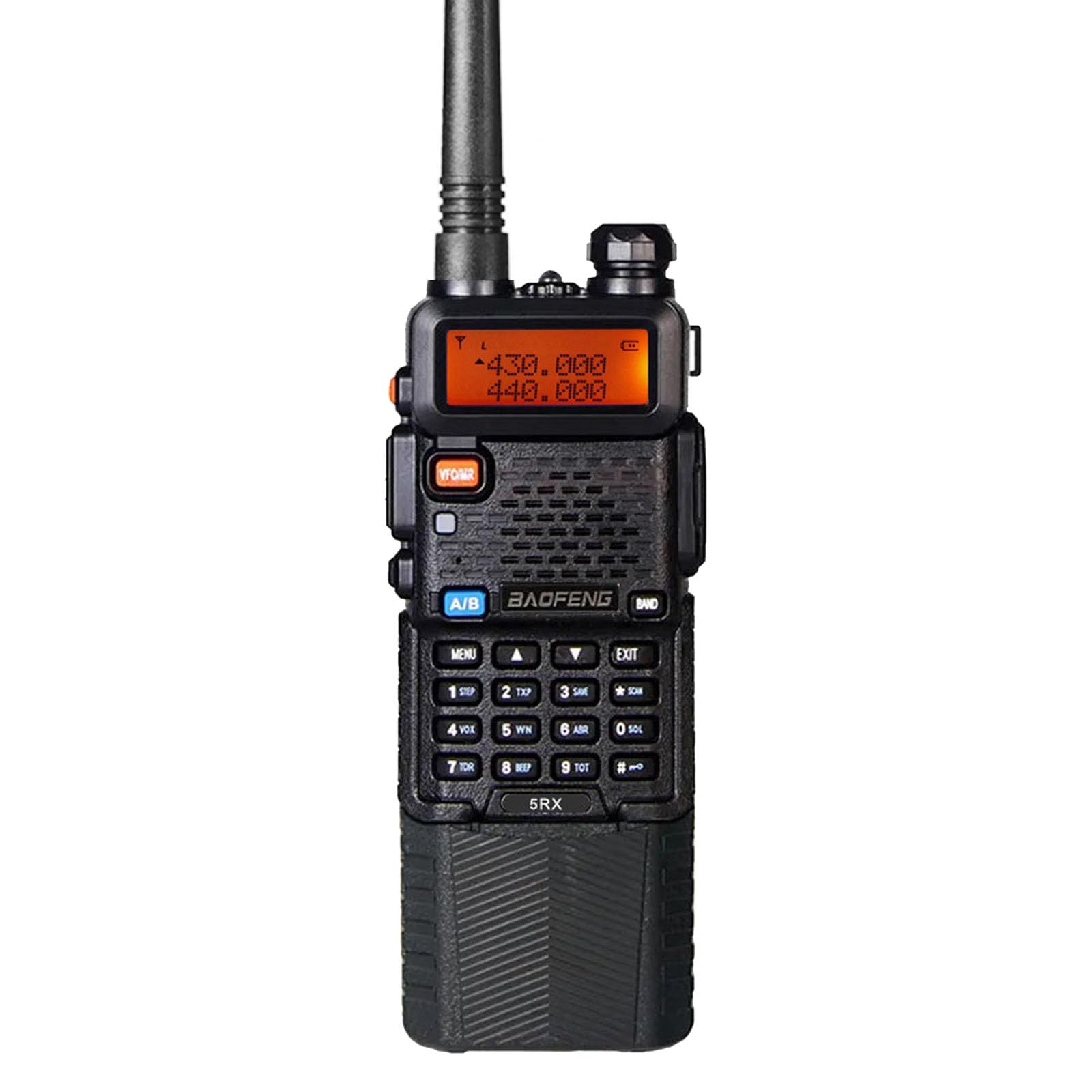 BAOFENG 5RX 5W Long Range Two Way Radio with 3800mAh Battery | 144-148MHz & 430-450MHz Walkie Talkie | Aviation Band Receiver | Includes Earpiece | Ideal for Outdoor Adventures, Construction Sites & Emergency Communication
