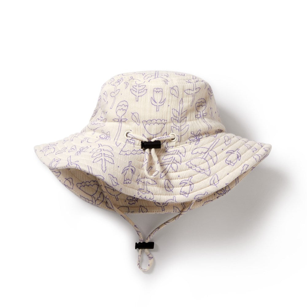 Flow Organic Crinkle Sun Hat for Women - UPF 50+ UV Protection, Wide Brim Beach Hat for Outdoor Activities, Gardening, and Travel