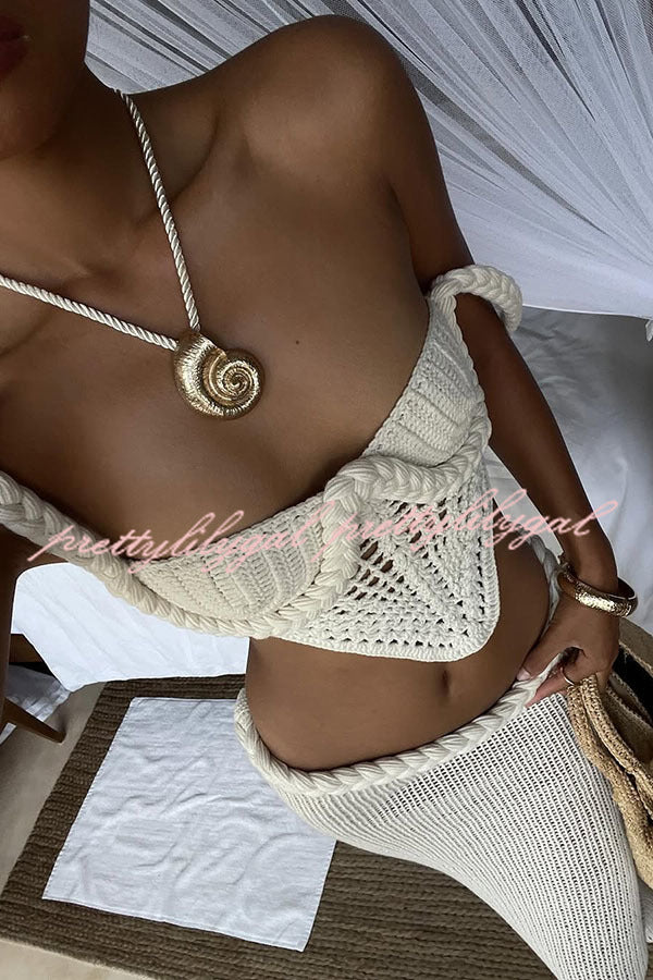 Sumui Hollow Crochet Knit Braid Detail V-Neck Crop Tank Top - Summer Beach Vacation Outfit, Boho Chic Festival Wear, Casual Street Style