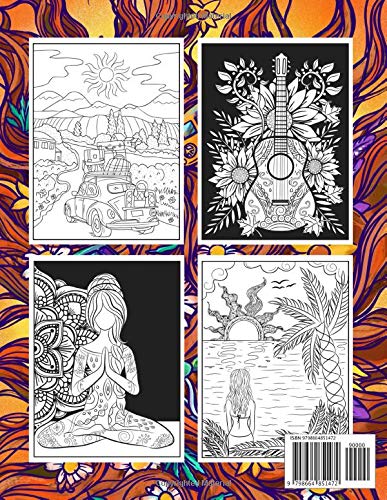 Trippy Hippie Adult Coloring Book - Stress Relieving & Relaxing Art Therapy for Mindfulness Meditation, Anxiety Relief & Creative Expression | Perfect for Home, Office & Travel