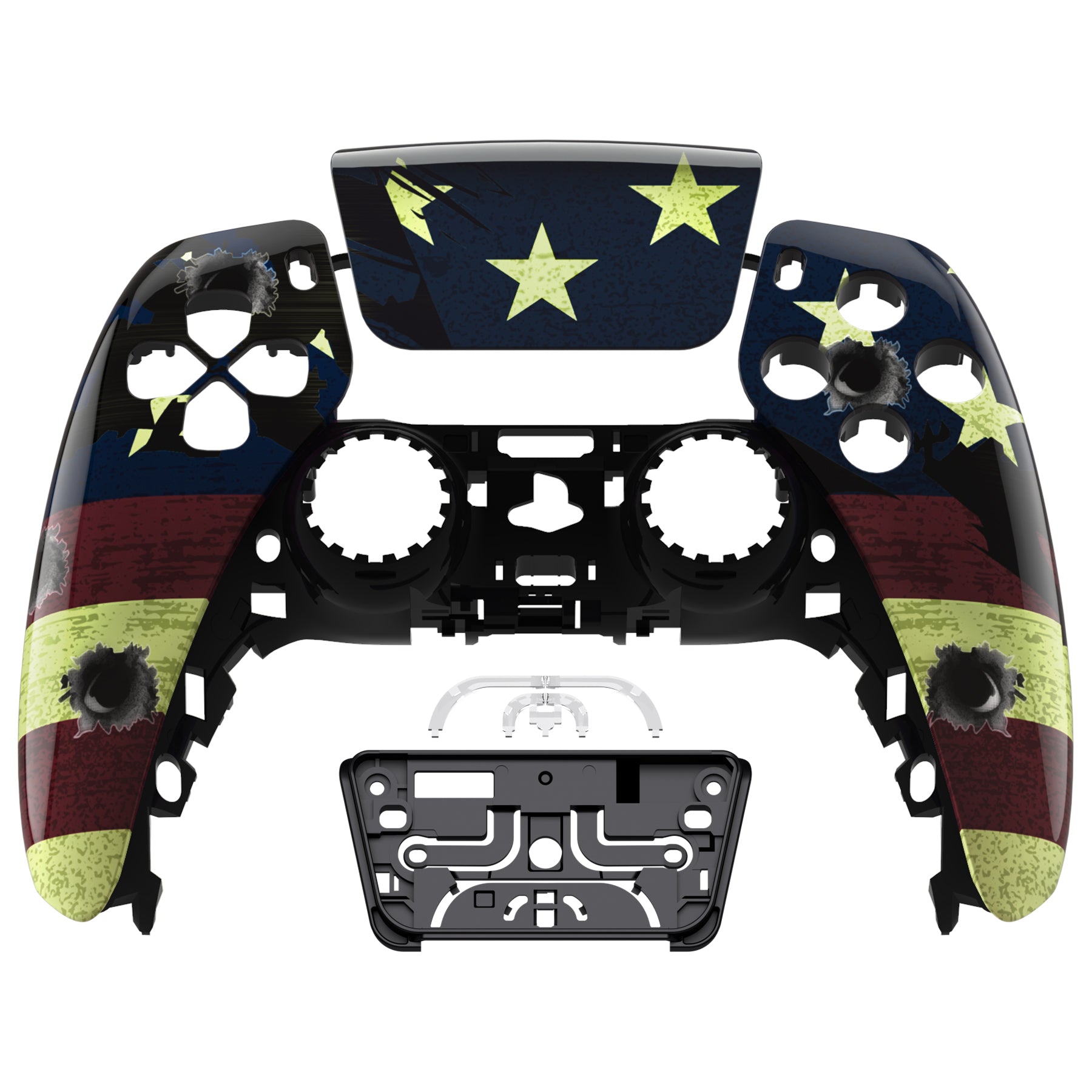 eXtremeRate PS5 Controller Front Housing Shell with Touchpad - Compatible with BDM 010/020/030/040/050 - US Flag Stars & Stripes Design - Customize Your Gaming Setup for Enhanced Playstation 5 Experience