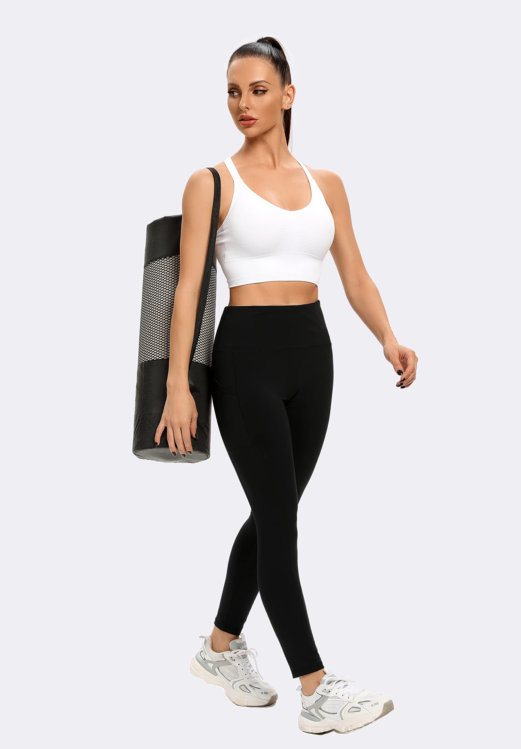 ANGOOL Women's Strappy Sports Bras - Medium Support Wirefree Yoga Bra for Running, Gym & Activewear | Comfortable Workout Top for Fitness & Yoga