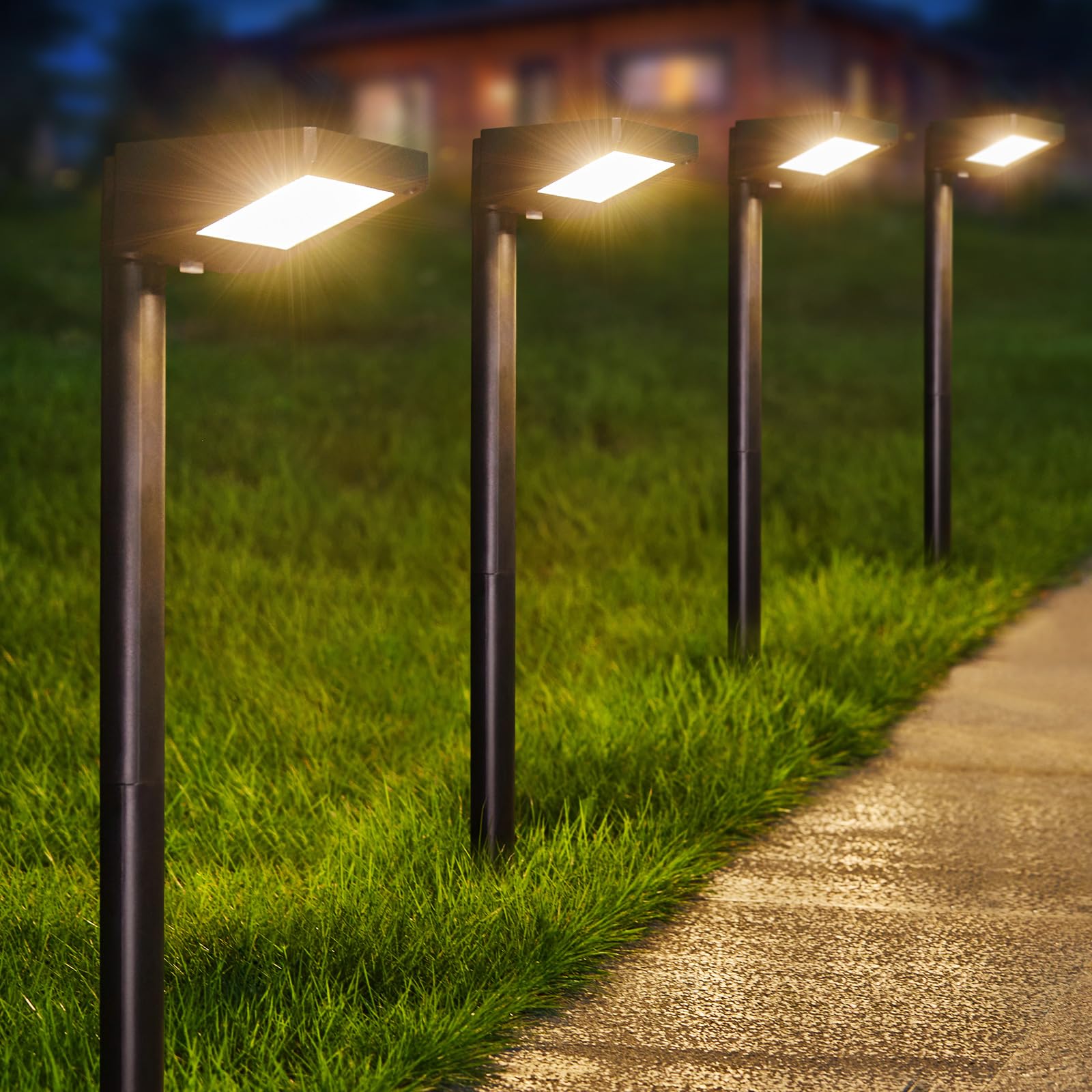 KOOPER 8 Pack Solar Pathway Lights Outdoor - Upgraded Bright 3500K Warm White Solar Landscape Lights for Garden, Yard, Driveway, Walkway, Sidewalk - Perfect for Nighttime Safety & Decorative Outdoor Lighting