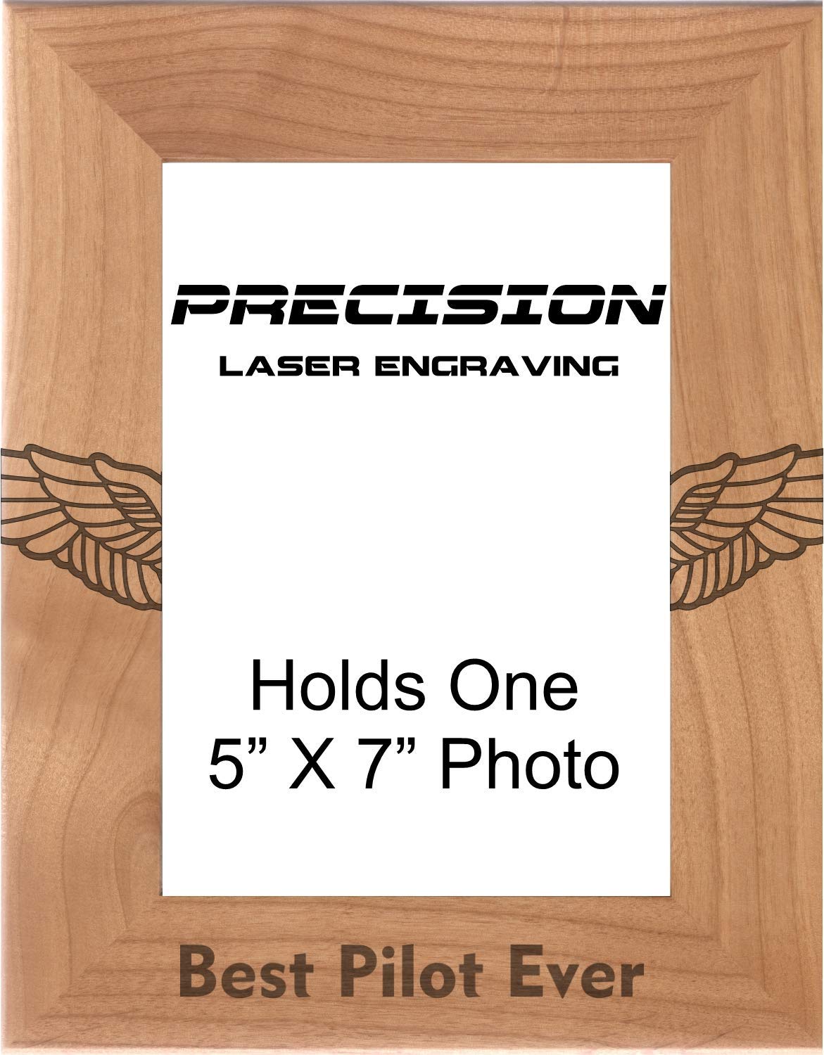 Best Pilot Ever - Engraved Natural Wood Picture Frame with Wings - Perfect for Aviation Enthusiasts, Office Decor & Gift Ideas