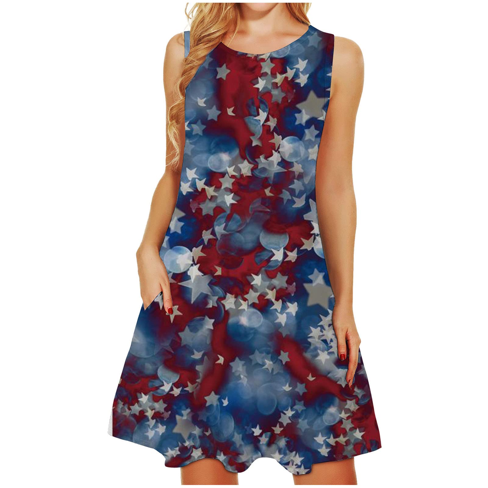 Women's Summer Cotton Linen Sundress - Short Sleeve Loose Pullover Shirt Dress with Pockets | Perfect for July 4th, Memorial Day, Beach Vacations & Casual Outings