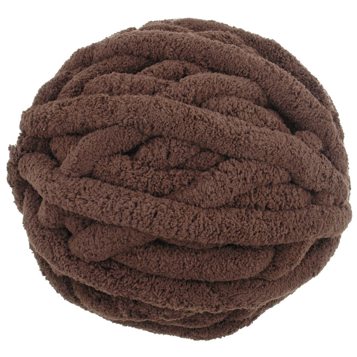 250g DIY Chenille Yarn - 100% Polyester Chunky Brown Jumbo Yarn for Knitting Blankets, Hats & Scarves - Soft & Cozy Crafting Yarn for Winter Accessories & Home Decor Projects
