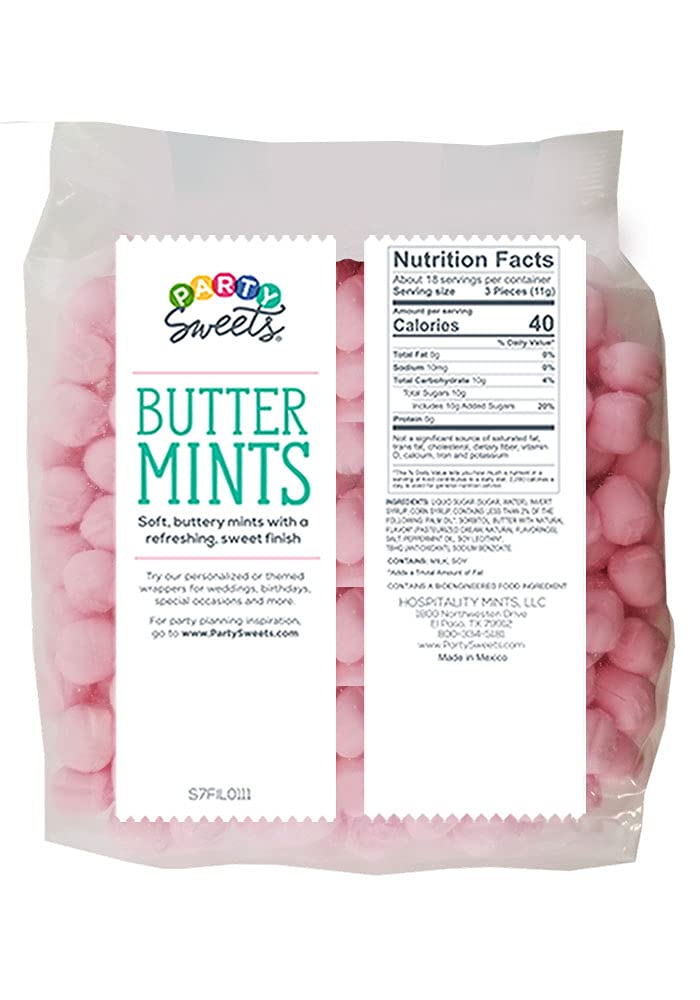 **Pink Buttermints Candy - 2.75 lb (Approx. 350 Pieces) - Party Sweets & Wedding Favors by Hospitality Mints - Perfect for Celebrations, Baby Showers & Corporate Events**