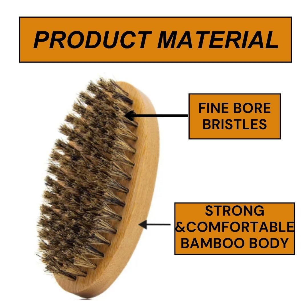 Premium Bamboo Beard Brush for Men - Boar Bristle Mustache & Facial Hair Grooming Kit | Compact Travel Size | Easy to Clean & Maintain | Perfect Gift for Dad, Husband & Boyfriend (Christmas, Birthday, Anniversary) | Ideal for Home, Office & Travel Grooming