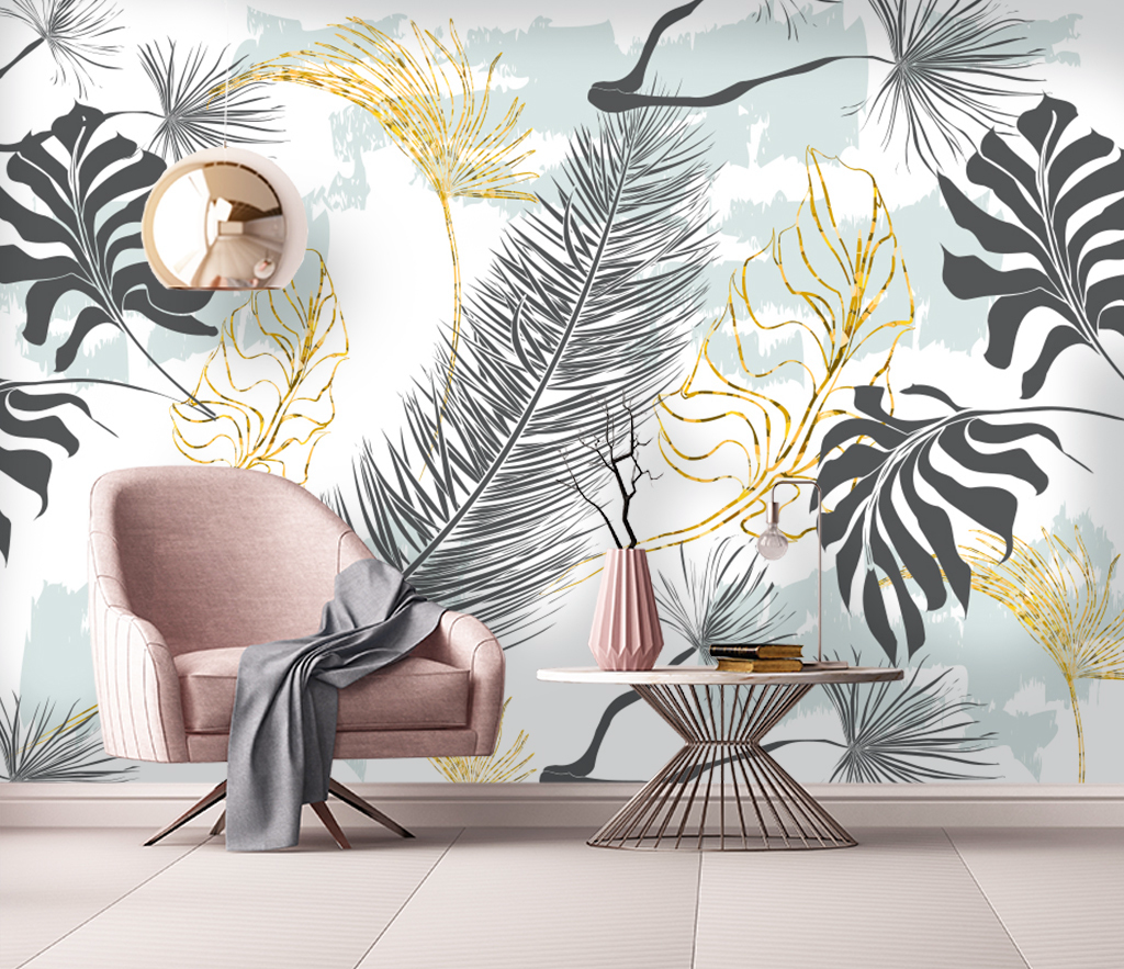 Tropical 3D Leaf Wallpaper Mural - Nature-Inspired Wall Decor for Living Room, Bedroom & Office