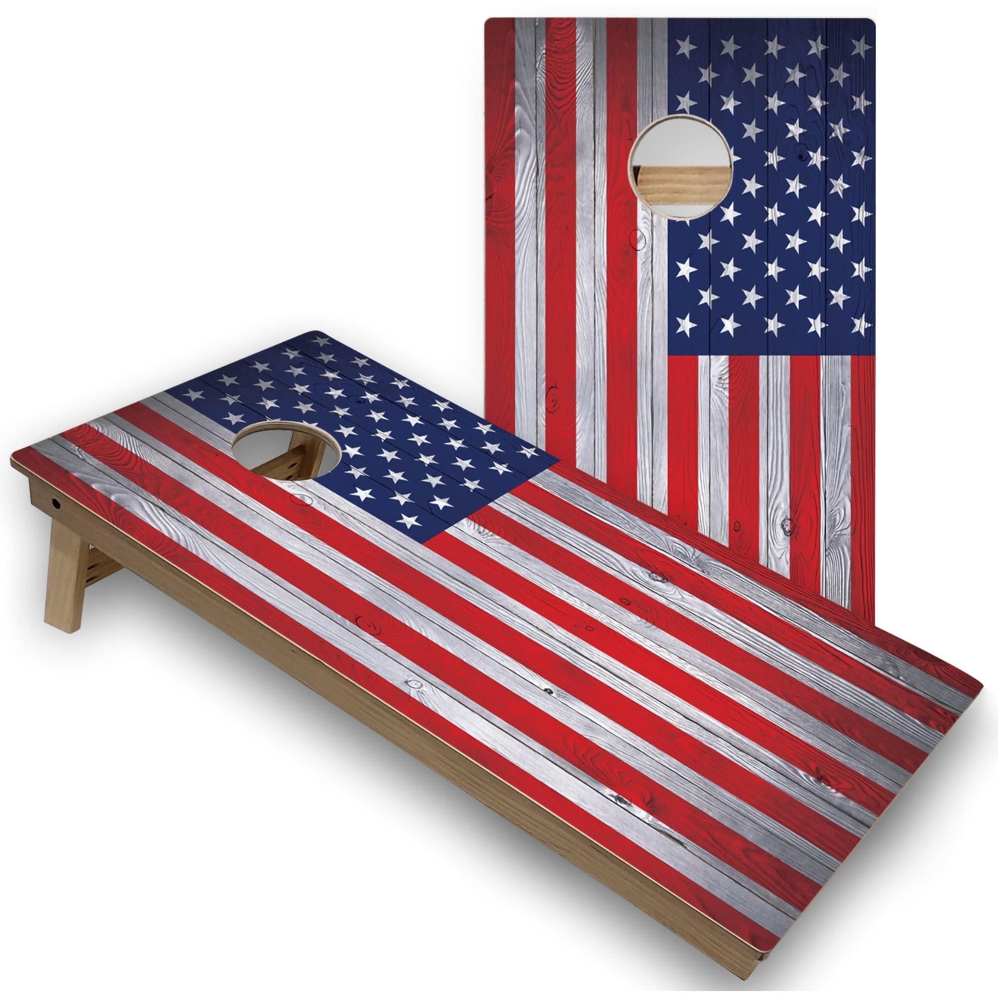 American Flag Regulation 2x4 Corn Hole Board Game Set - Includes 2 Boards, 8 Bags & Accessories for Outdoor Parties, Tailgating, and Backyard Fun