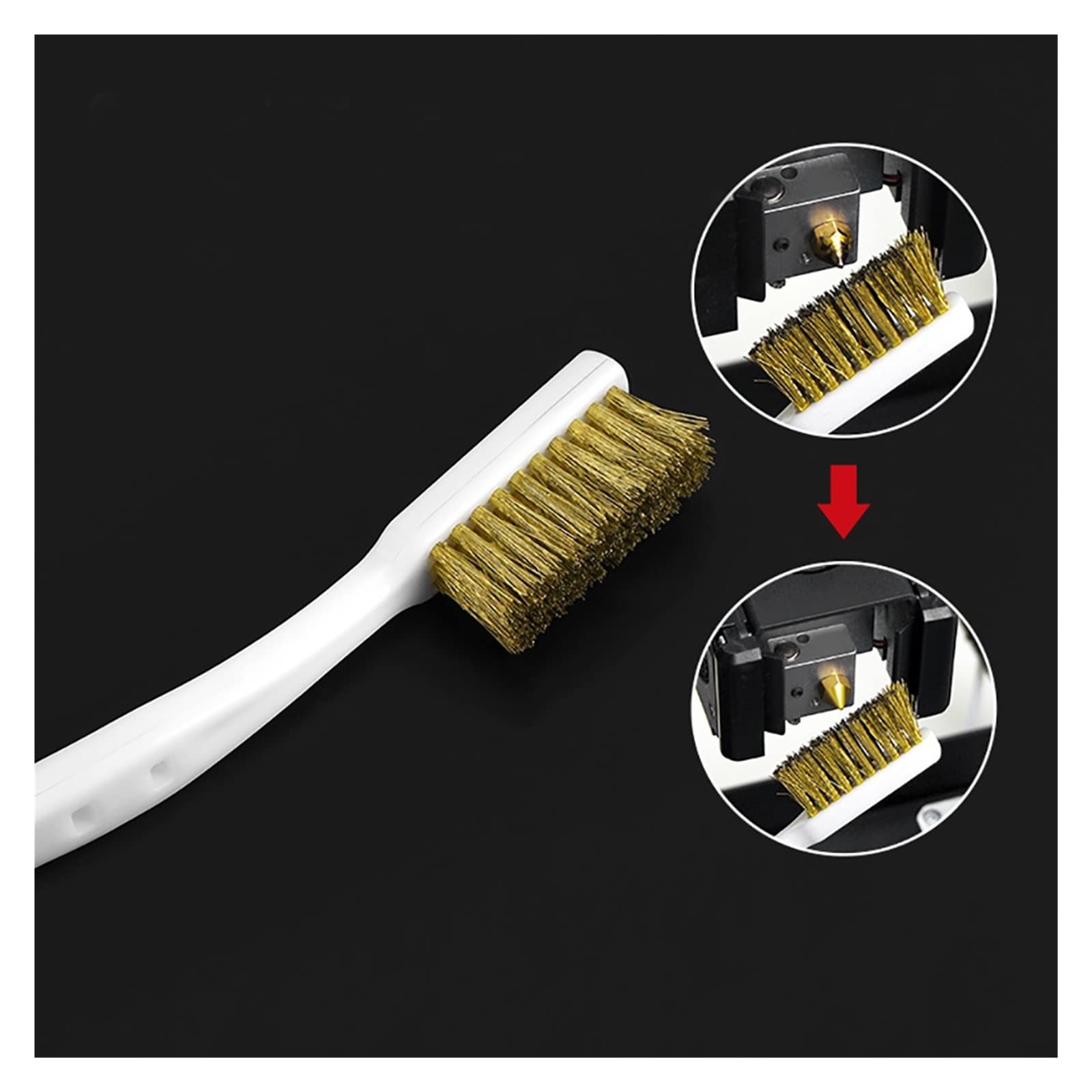3D Printer Nozzle Cleaner Tool - Copper Wire Brush for Heater Block & Hotend Cleaning - Durable Handle for Hot Bed Parts - Perfect for 3D Printing Maintenance & DIY Projects