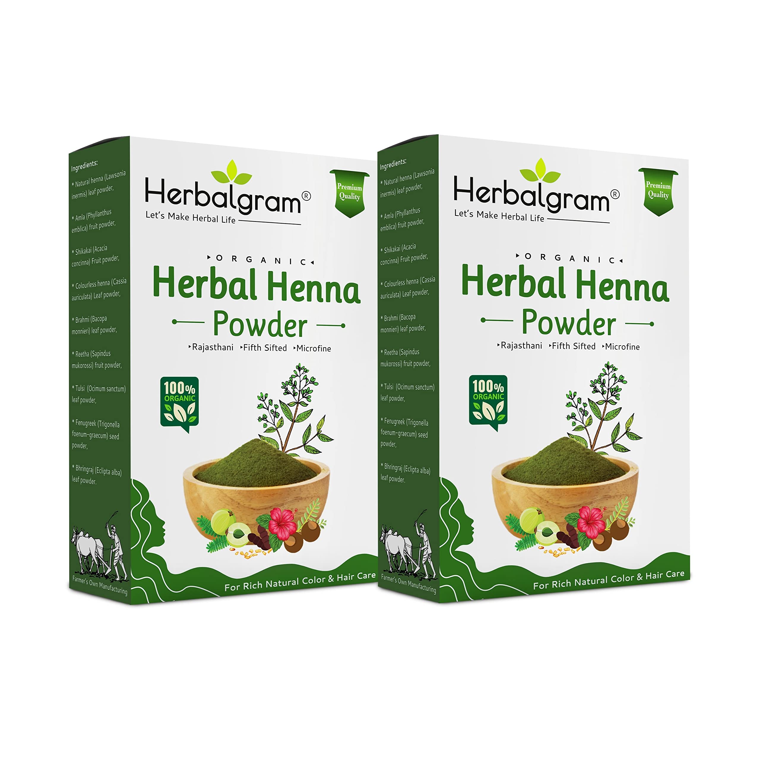 Organic Herbal Henna Powder for Natural Hair Dye & Color - 200g (Pack of 2) | Chemical-Free, Vegan-Friendly Hair Coloring for Men & Women | Perfect for DIY Hair Treatments & Natural Beauty Routines
