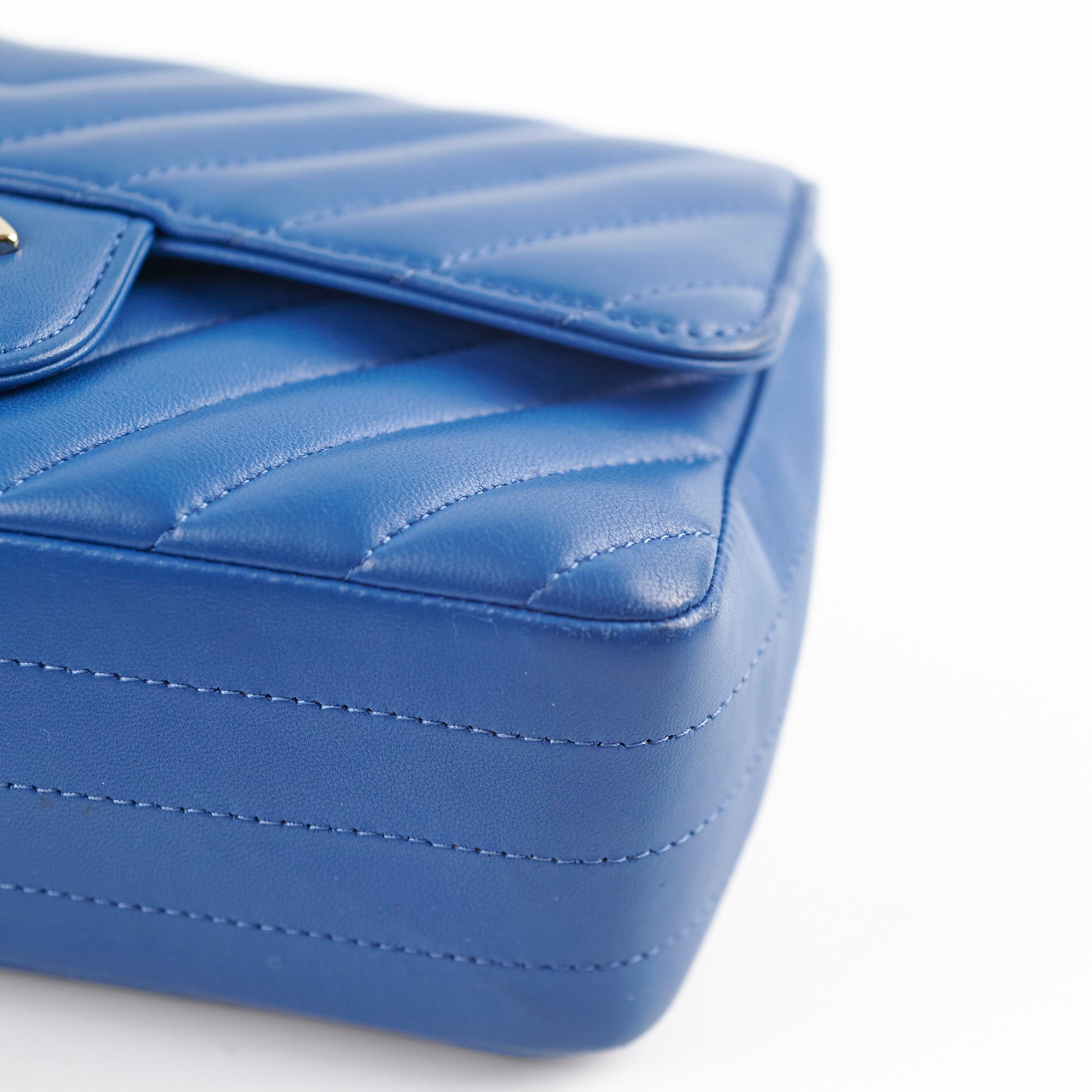 Chanel Mini Rectangular Classic Chevron Lambskin Blue Handbag - Authentic Luxury Crossbody Bag for Women | Perfect for Evening Parties, Date Nights & Special Occasions