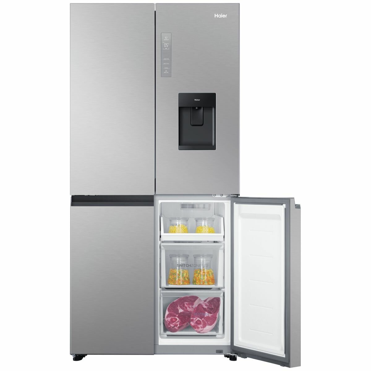 Haier 508L Quad Door Refrigerator - Stainless Steel HRF580YHS - Large Capacity French Door Fridge for Modern Kitchen | Perfect for Family Homes & Entertaining