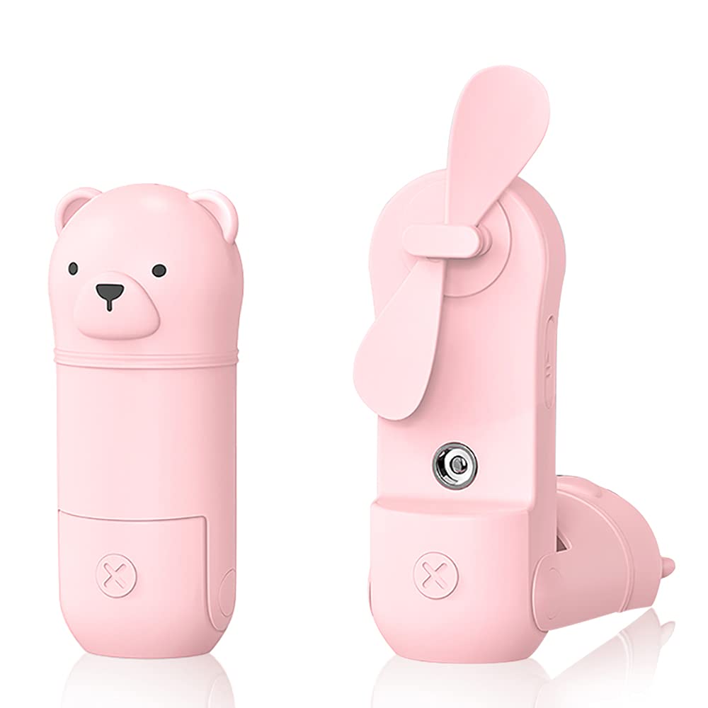Yafei Handheld Mini Fan - 3-Speed Adjustable USB Rechargeable Portable Pocket Fan with Humidifier | Perfect for Indoor & Outdoor Use, Sports, Office Desk, Subway, Travel, Picnic, Hiking (Pink)